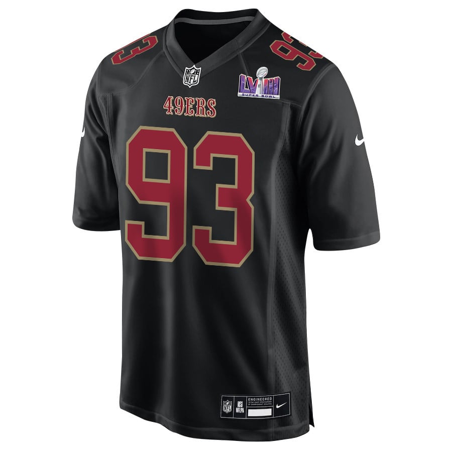 Alternative view of Kalia Davis 93 San Francisco 49ers Super Bowl LVIII Patch Fashion Game Men Jersey - Carbon Black JS5163 nicesnker
