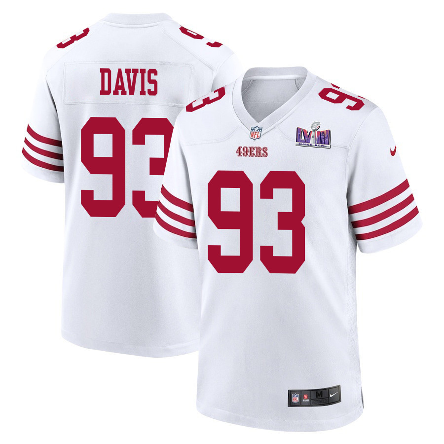 Kalia Davis 93 San Francisco 49ers Super Bowl LVIII Patch Game Men Jersey - White JS3027 nicesnker