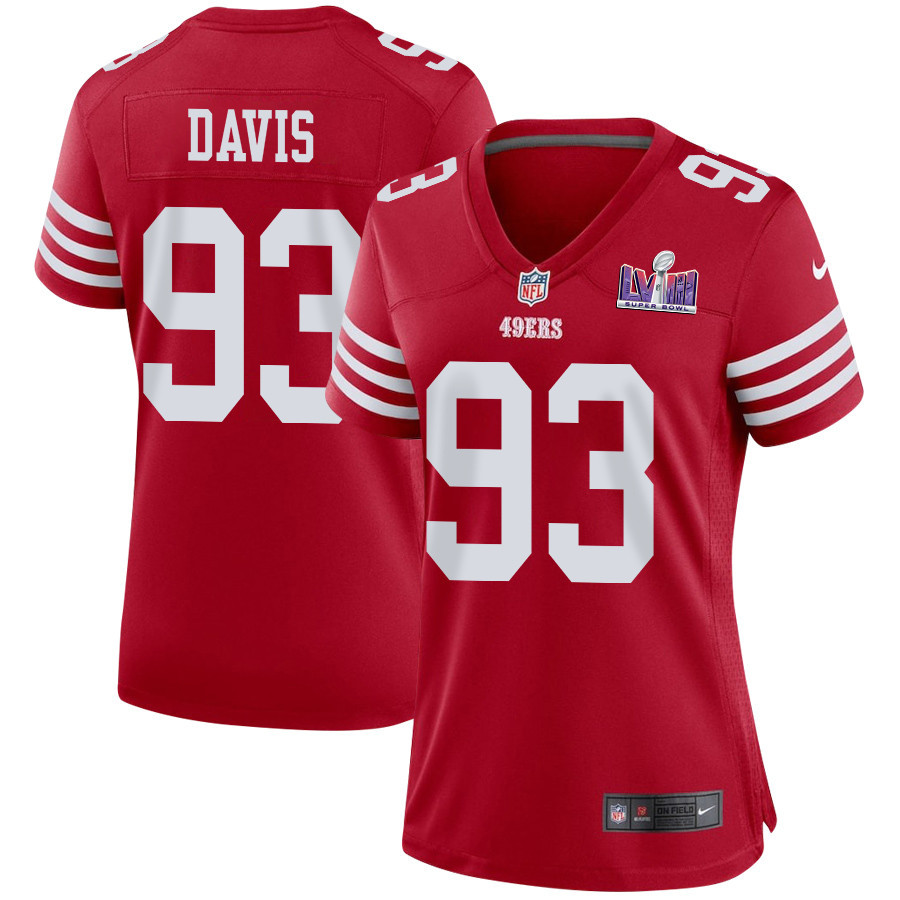 Kalia Davis 93 San Francisco 49ers Super Bowl LVIII Patch Game Women Jersey - Scarlet JS8559 nicesnker