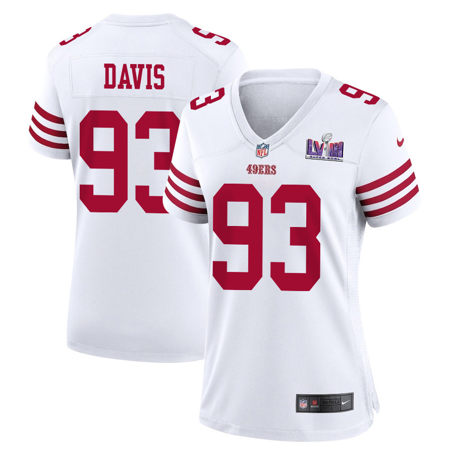 Kalia Davis 93 San Francisco 49ers Super Bowl LVIII Patch Game Women Jersey - White JS8084 nicesnker