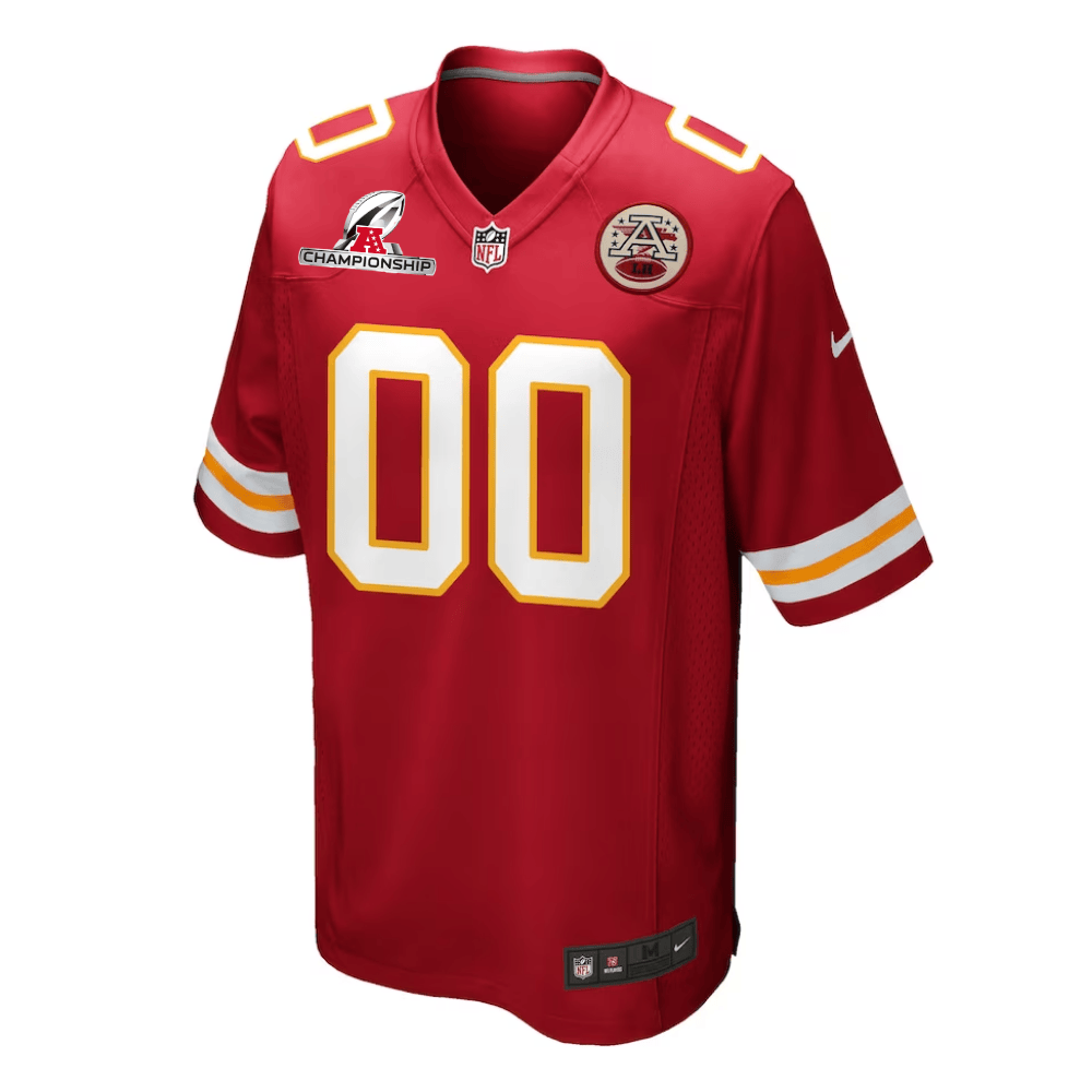 Alternative view of Kansas City Chiefs AFC Championship Patch Game Men Custom Jersey - Red JS7578 nicesnker