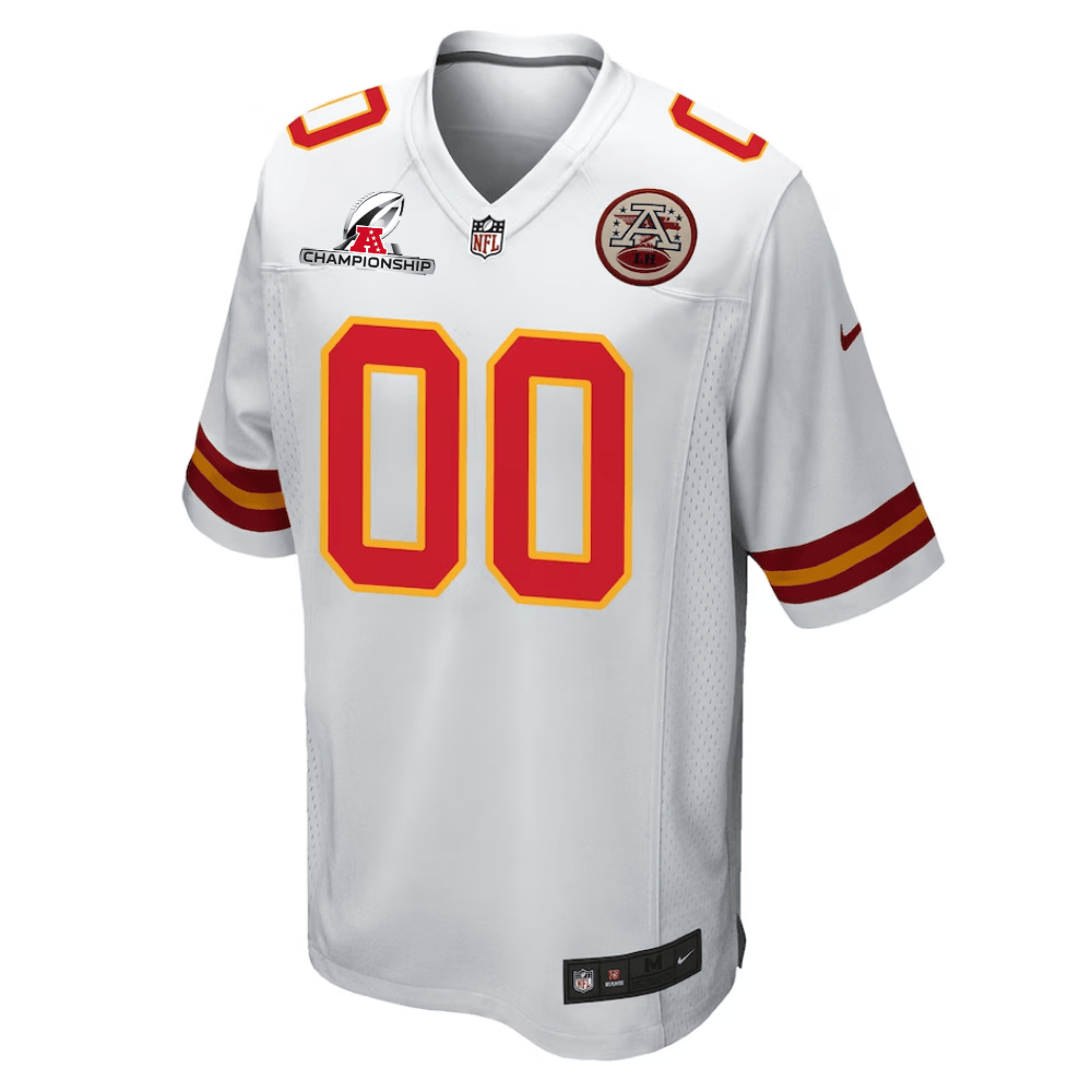 Alternative view of Kansas City Chiefs AFC Championship Patch Game Men Custom Jersey - White JS7780 nicesnker