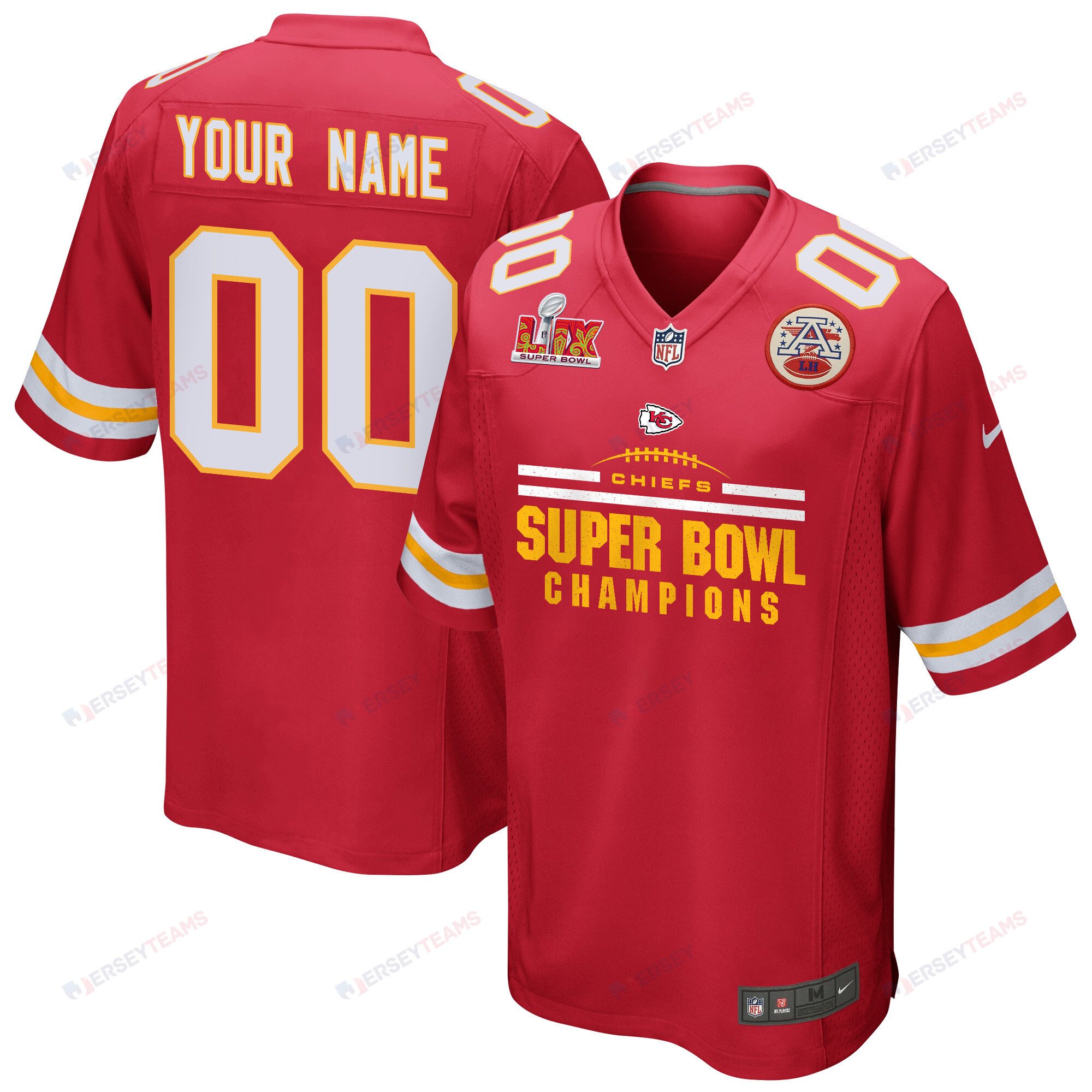 Kansas City Chiefs Super Bowl LIX Champions Ball Game Men Custom Jersey - Red JS3422 nicesnker