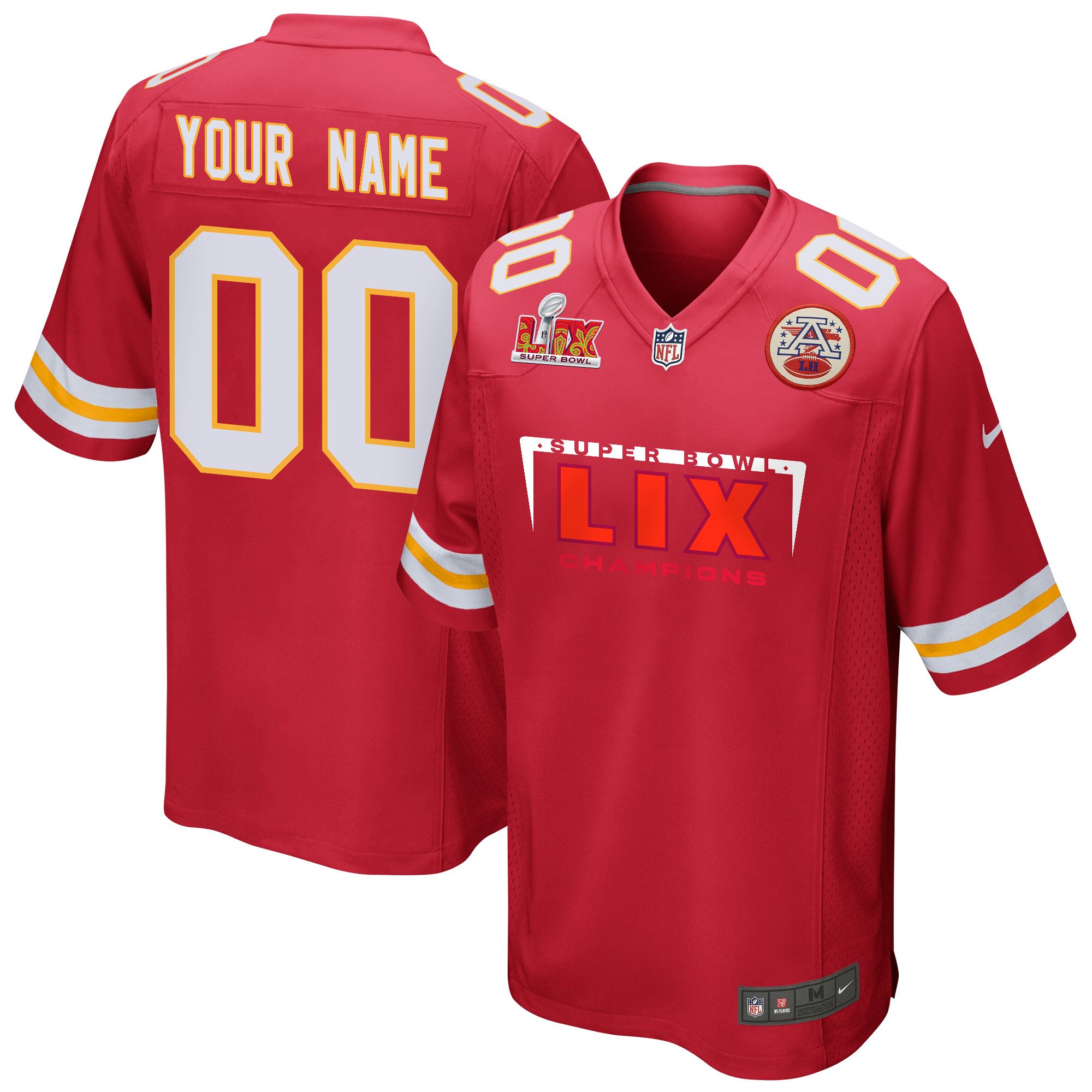 Kansas City Chiefs Super Bowl LIX Champions Simple Style Game Men Custom Jersey - Red JS9210 nicesnker