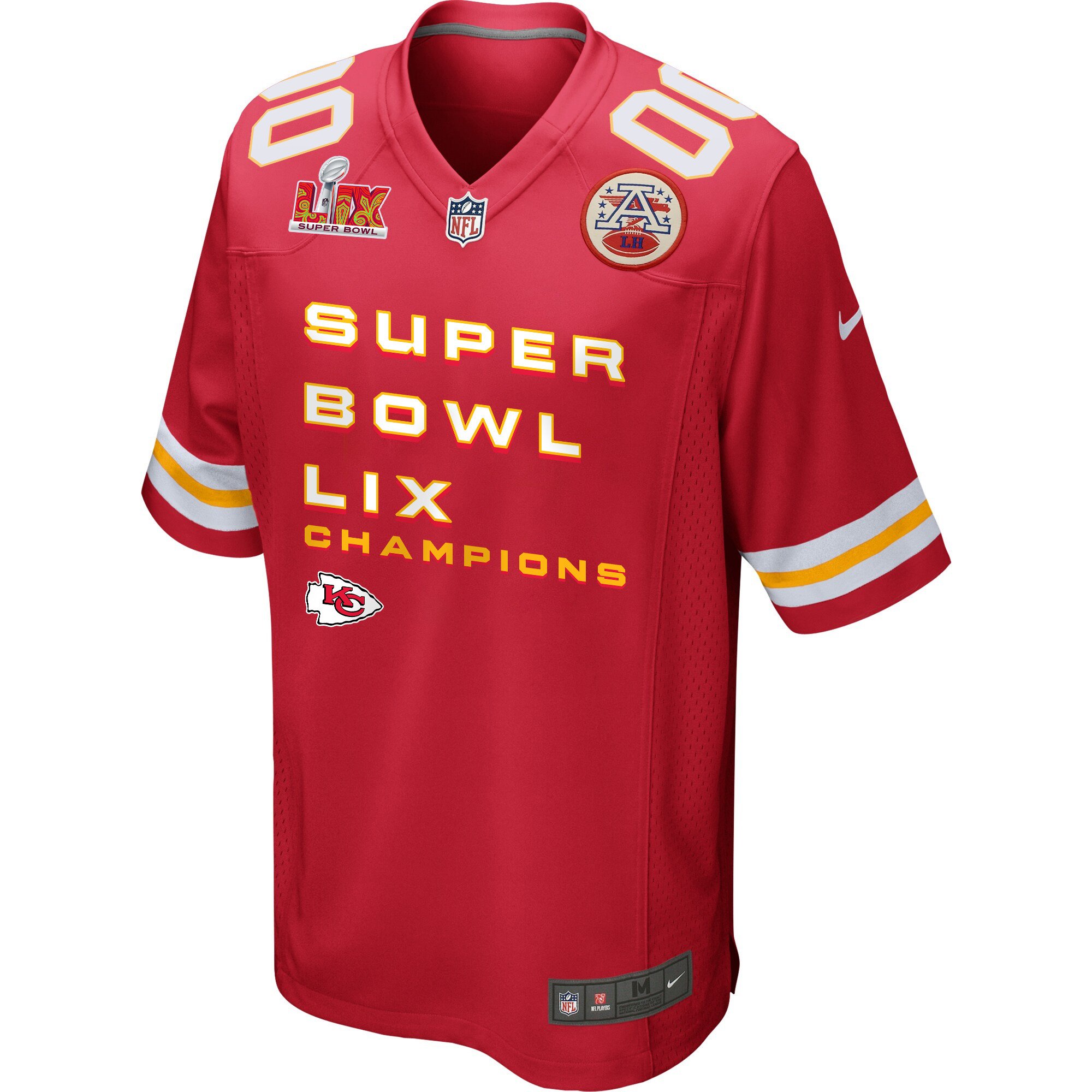 Alternative view of Kansas City Chiefs Super Bowl LIX Champions V3 Game Men Custom Jersey - Red JS1540 nicesnker