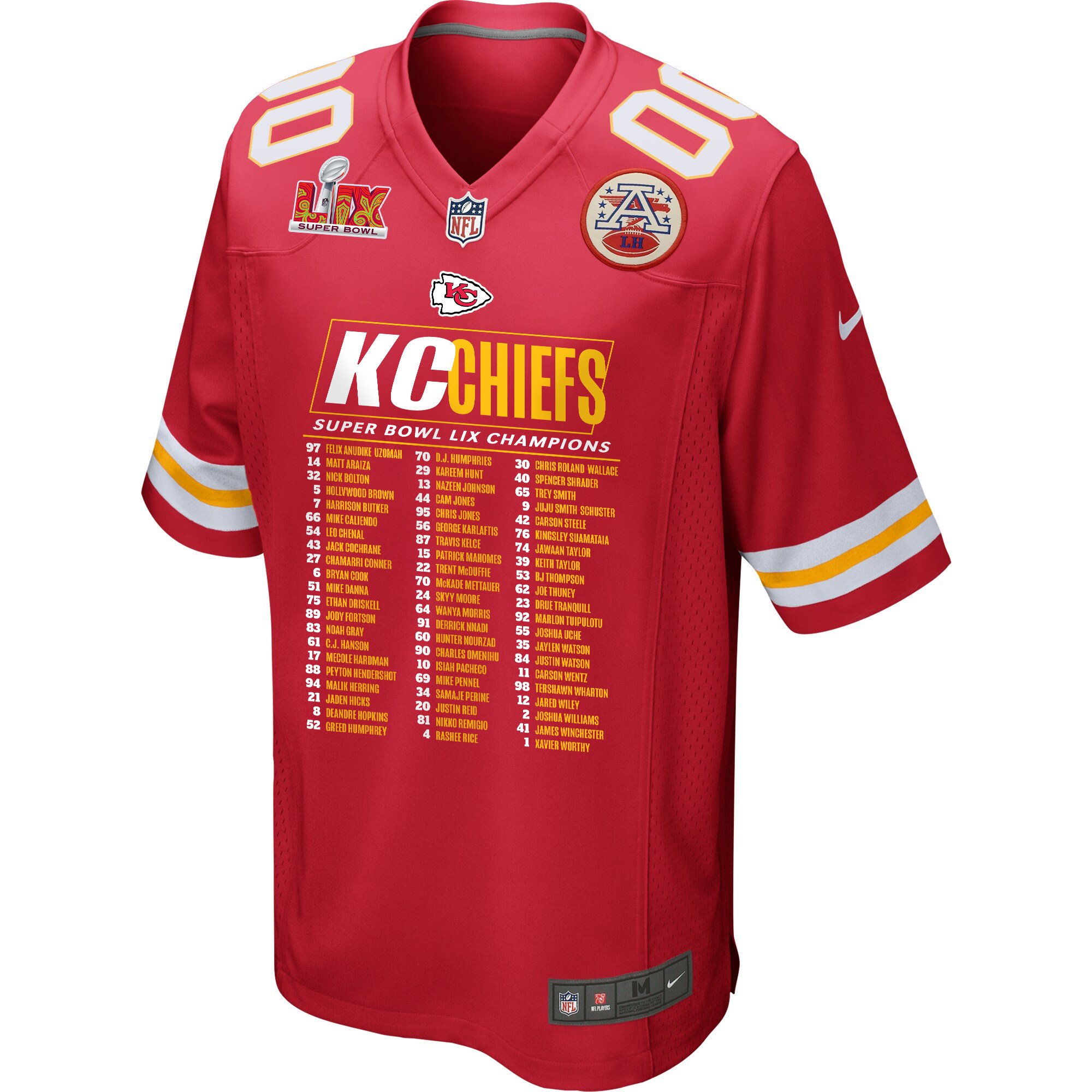 Alternative view of Kansas City Chiefs Super Bowl LIX Chiefs Roster Game Men Jersey - Red JS1253 nicesnker