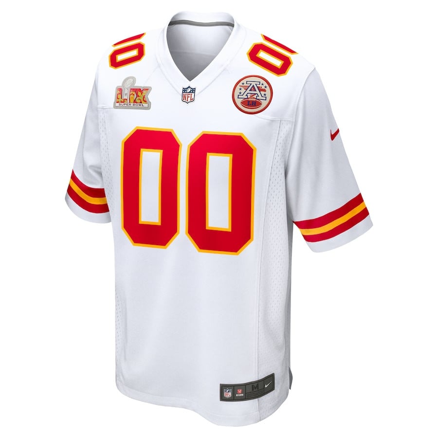 Alternative view of Kansas City Chiefs Super Bowl LIX Custom Men Game Jersey - White JS4208 nicesnker