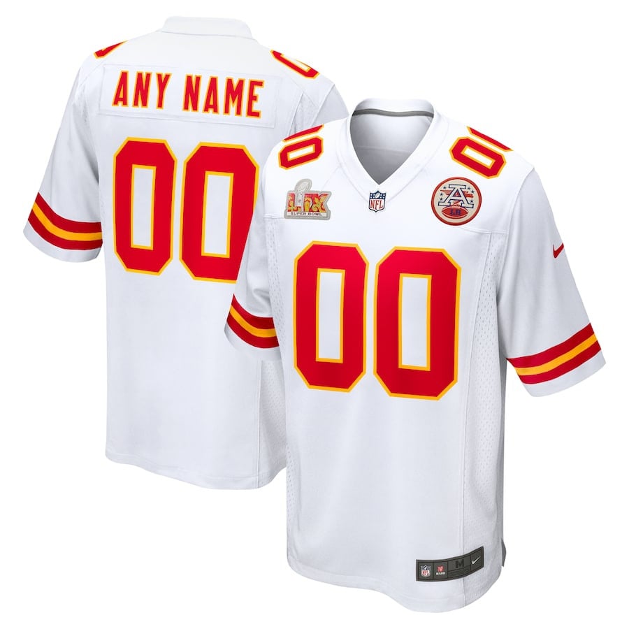 Kansas City Chiefs Super Bowl LIX Custom Men Game Jersey - White JS4208 nicesnker