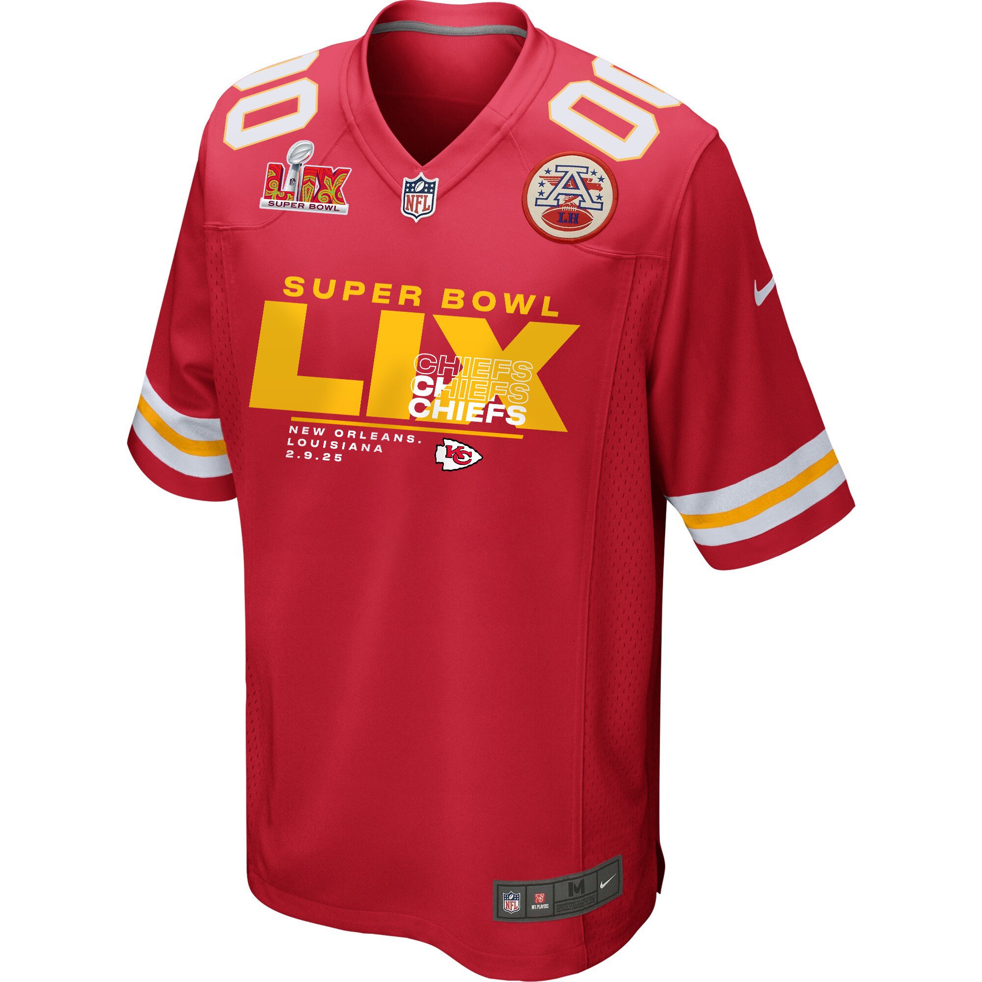 Alternative view of Kansas City Chiefs Super Bowl LIX New Orleans Game Men Jersey - Red JS6951 nicesnker