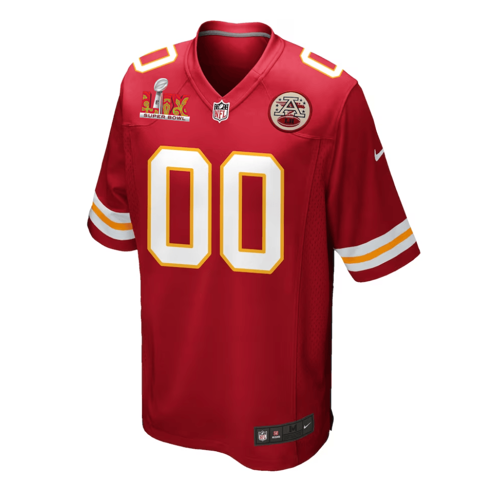 Alternative view of Kansas City Chiefs Super Bowl LIX Patch Game Men Custom Jersey - Red JS1364 nicesnker