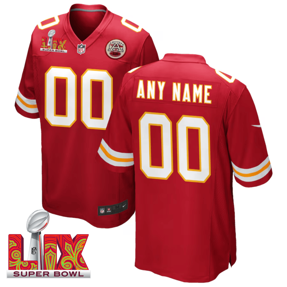 Kansas City Chiefs Super Bowl LIX Patch Game Men Custom Jersey - Red JS1364 nicesnker