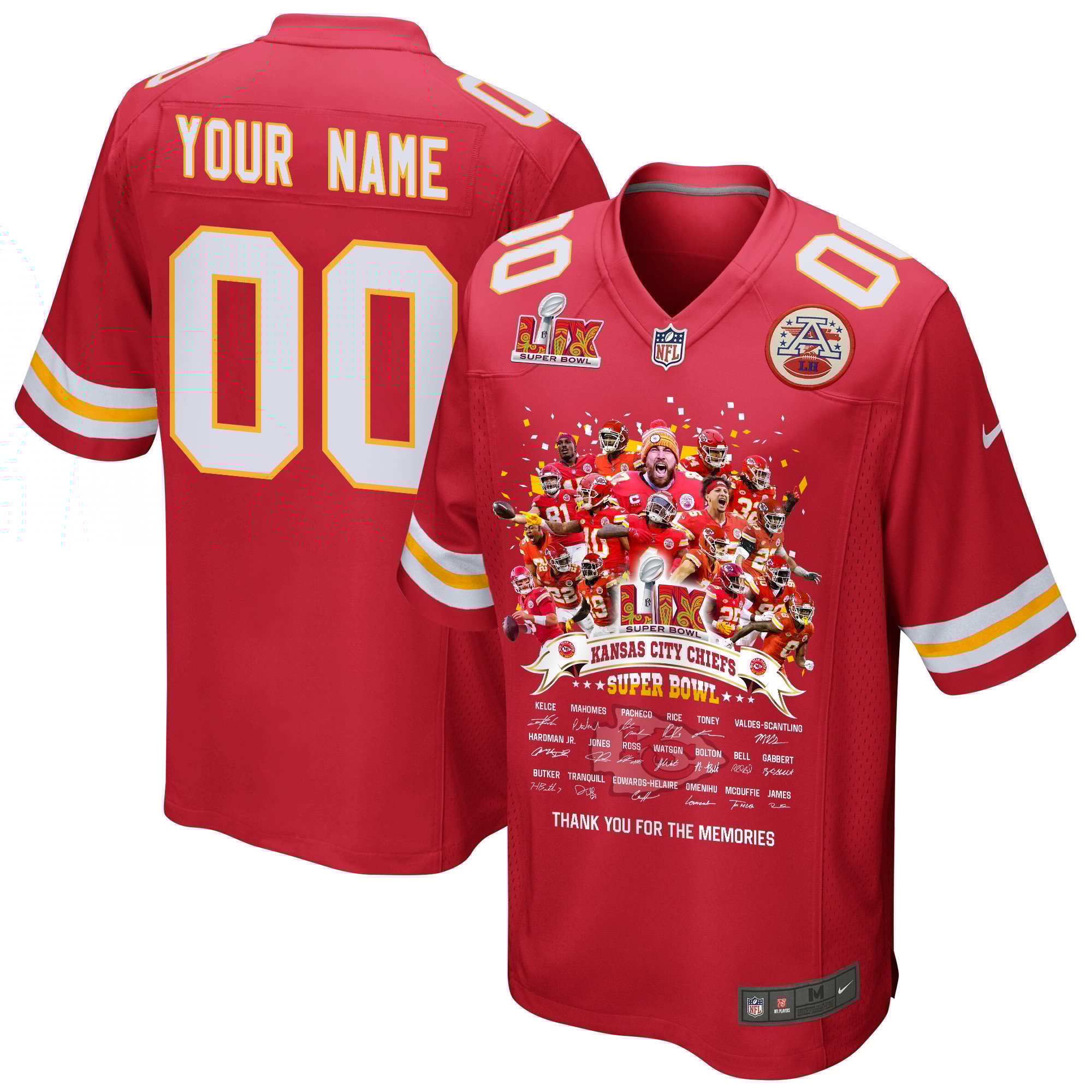 Kansas City Chiefs Super Bowl LIX Thanks For The Memories Game Men Custom Jersey - Red JS5833 nicesnker