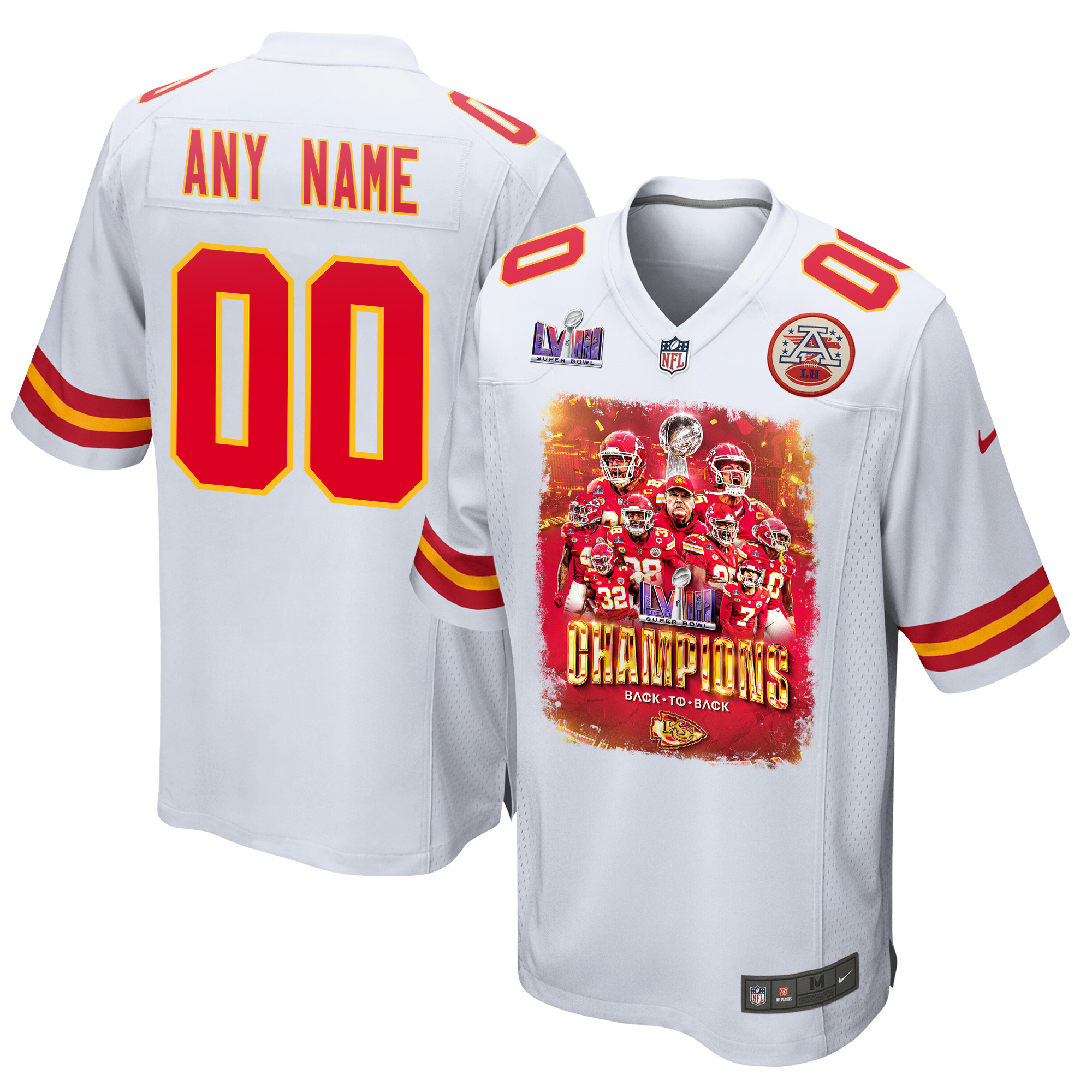 Kansas City Chiefs Super Bowl LVIII Back To Back Game Custom Men Jersey - White JS6209 nicesnker