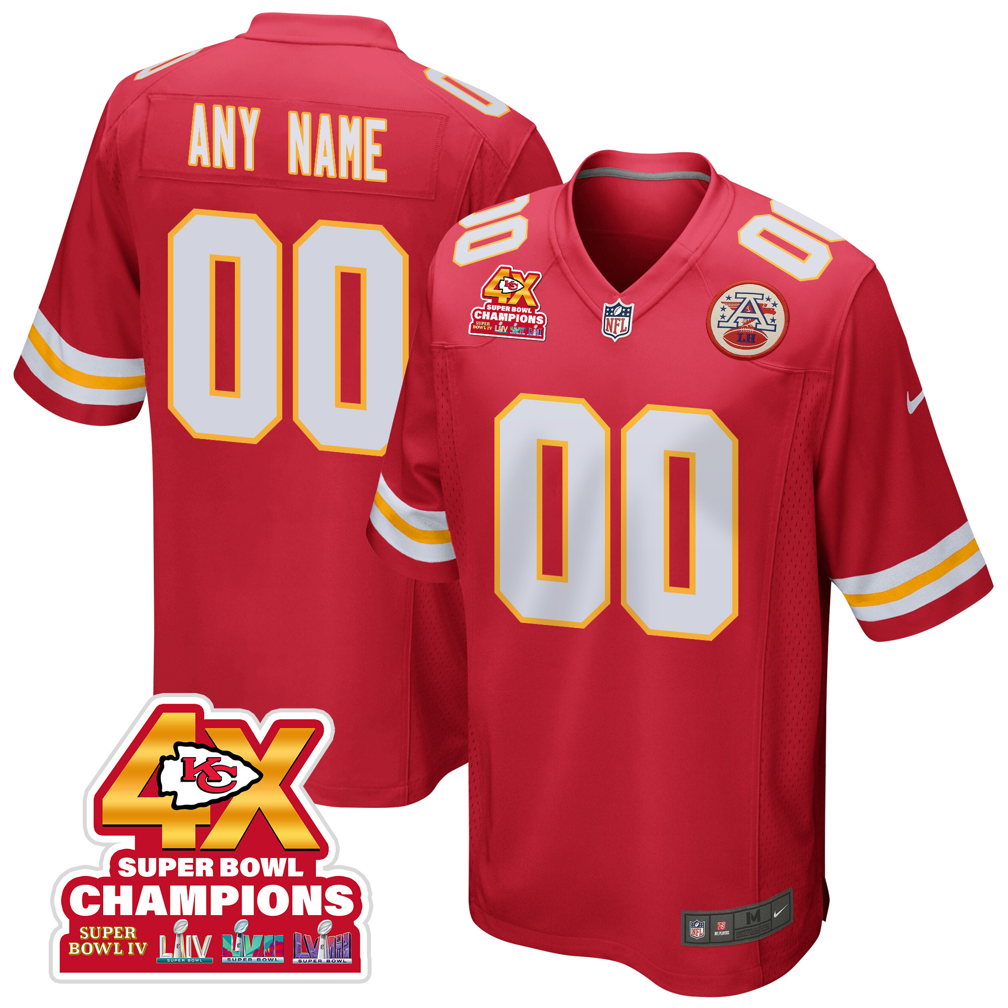 Kansas City Chiefs Super Bowl LVIII Champions 4X Game Custom Men Jersey - Red JS6439 nicesnker