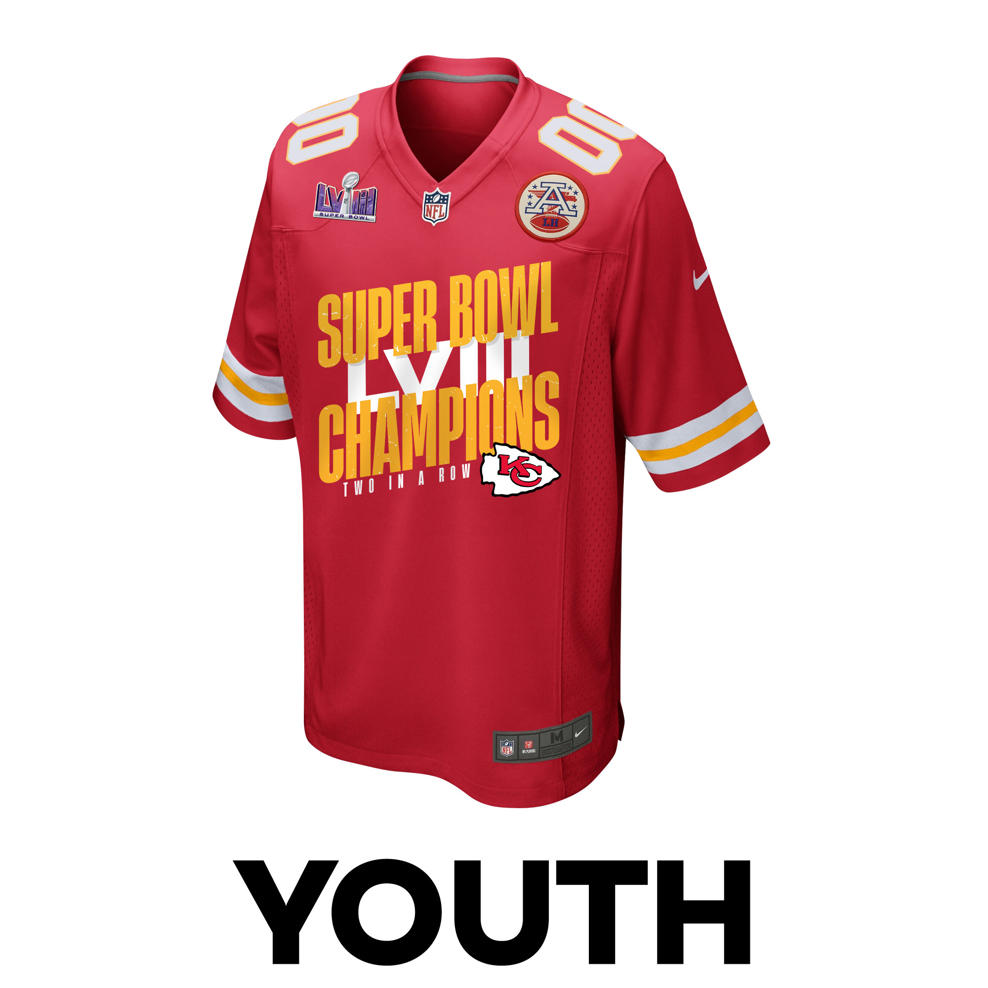 Alternative view of Kansas City Chiefs Super Bowl LVIII Champions Iconic Victory Game YOUTH Jersey - Scarlet JS3288 nicesnker