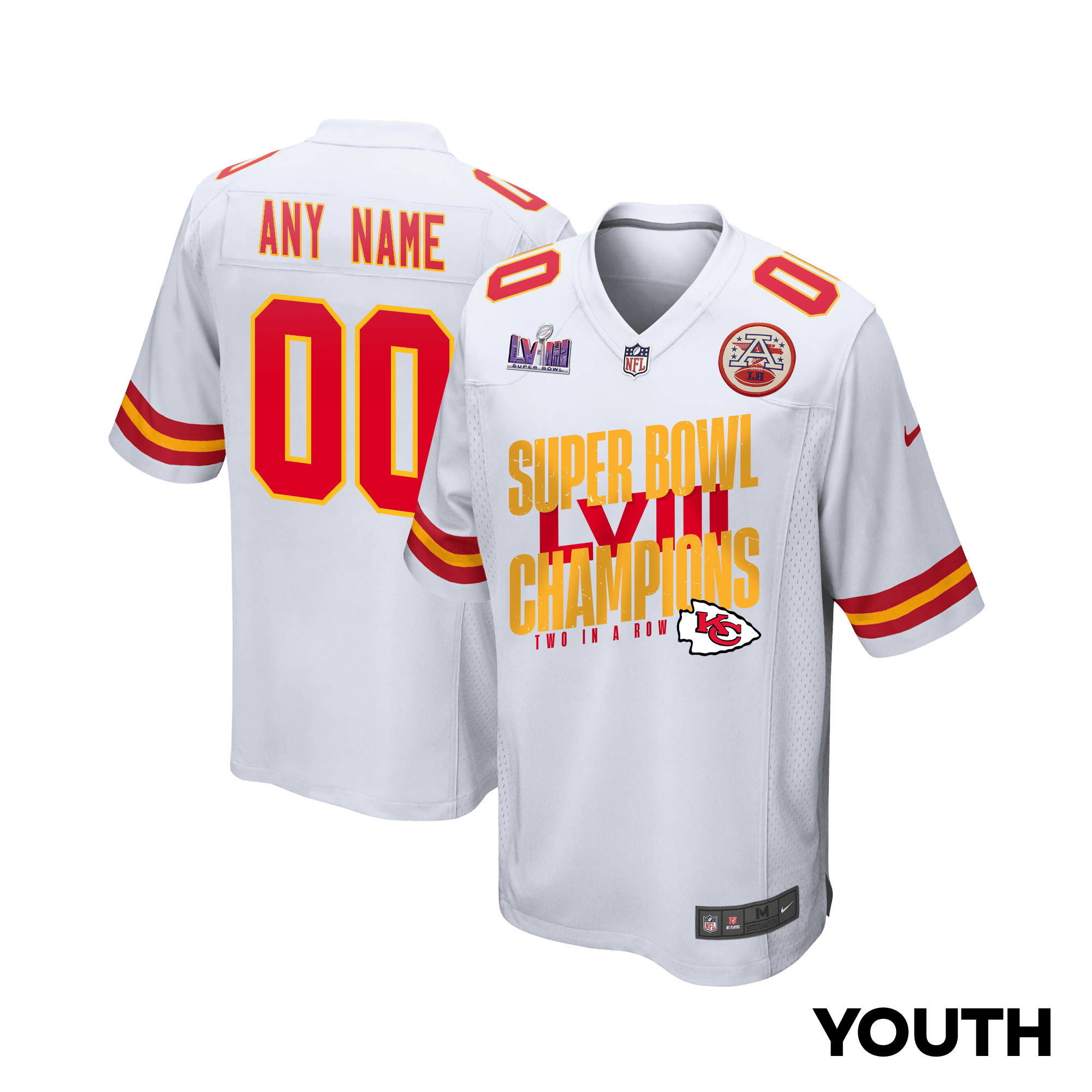 Kansas City Chiefs Super Bowl LVIII Champions Iconic Victory Game YOUTH Jersey - White JS4886 nicesnker