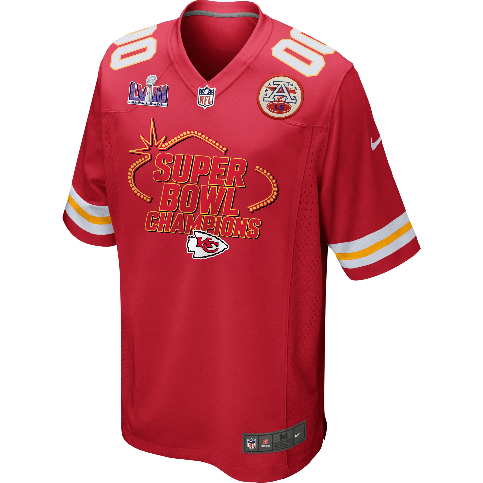 Alternative view of Kansas City Chiefs Super Bowl LVIII Champions Locker Room Trophy Collection Game Custom Men Jersey - Scarlet JS7338 nicesnker