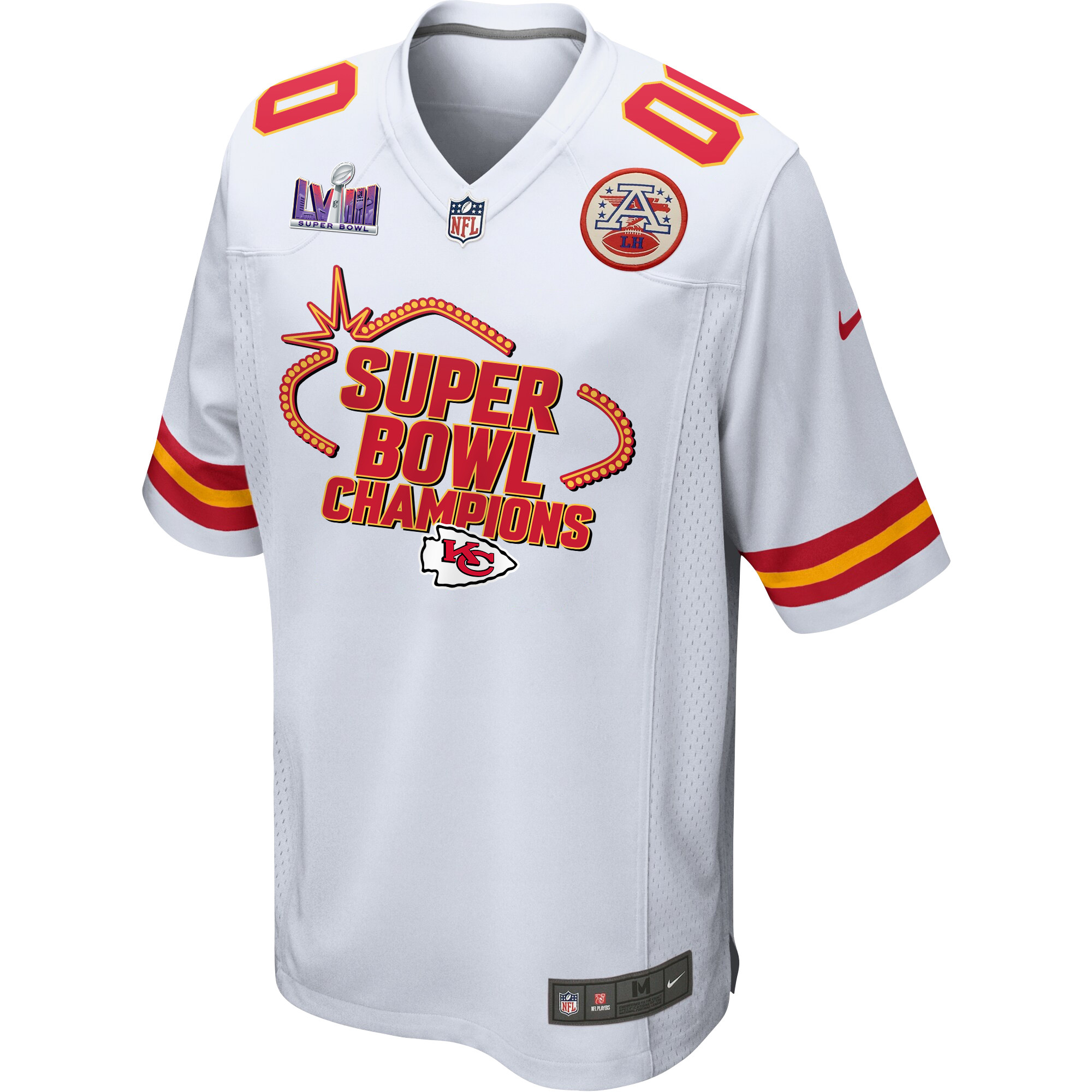 Alternative view of Kansas City Chiefs Super Bowl LVIII Champions Locker Room Trophy Collection Game Custom Men Jersey - White JS4433 nicesnker