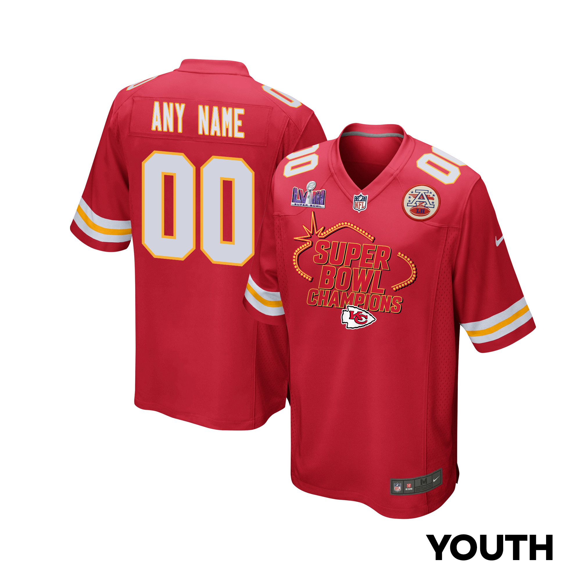 Kansas City Chiefs Super Bowl LVIII Champions Locker Room Trophy Collection Game YOUTH Jersey - Scarlet JS4282 nicesnker