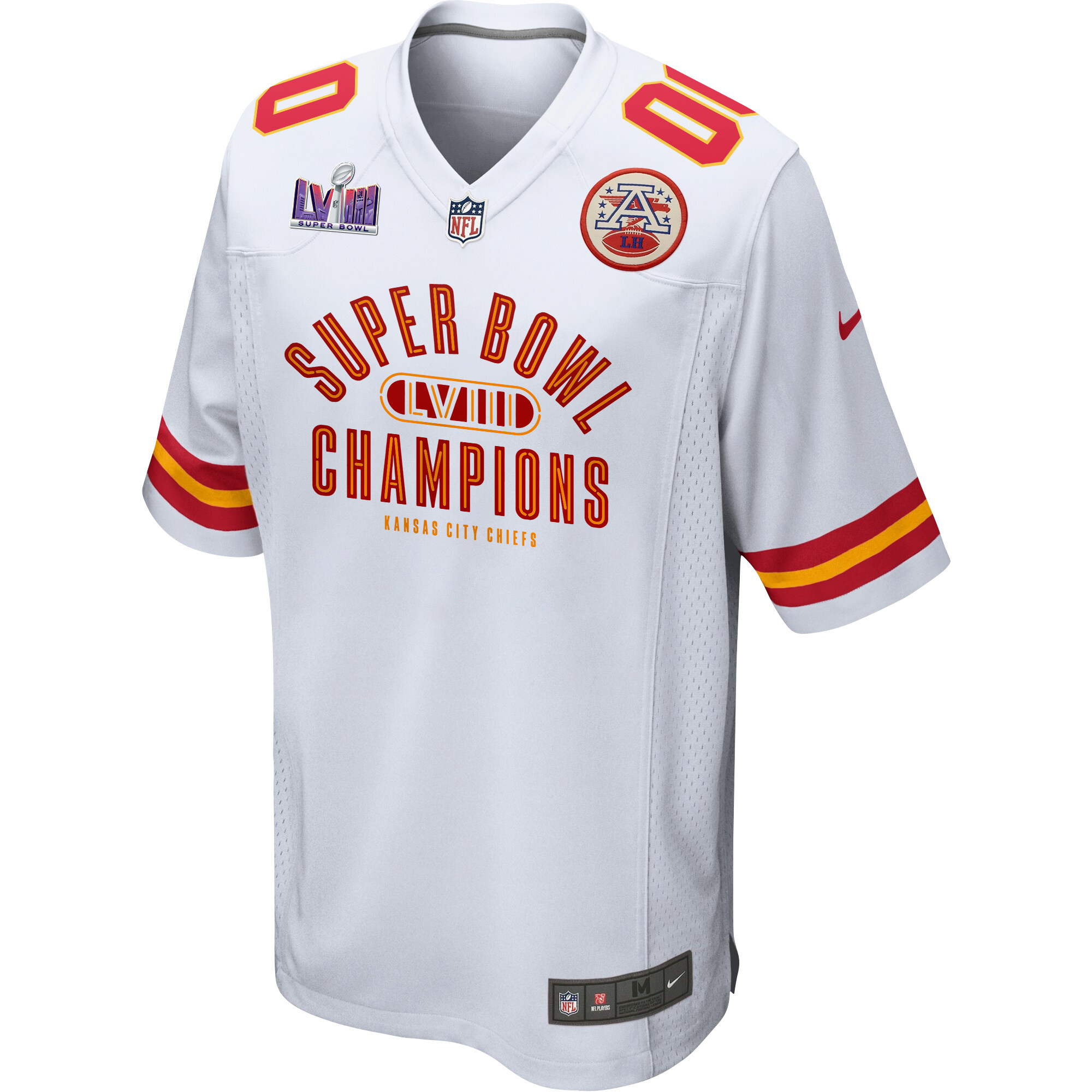 Alternative view of Kansas City Chiefs Super Bowl LVIII Champions Under The Lights Game Custom Men Jersey - White JS4058 nicesnker
