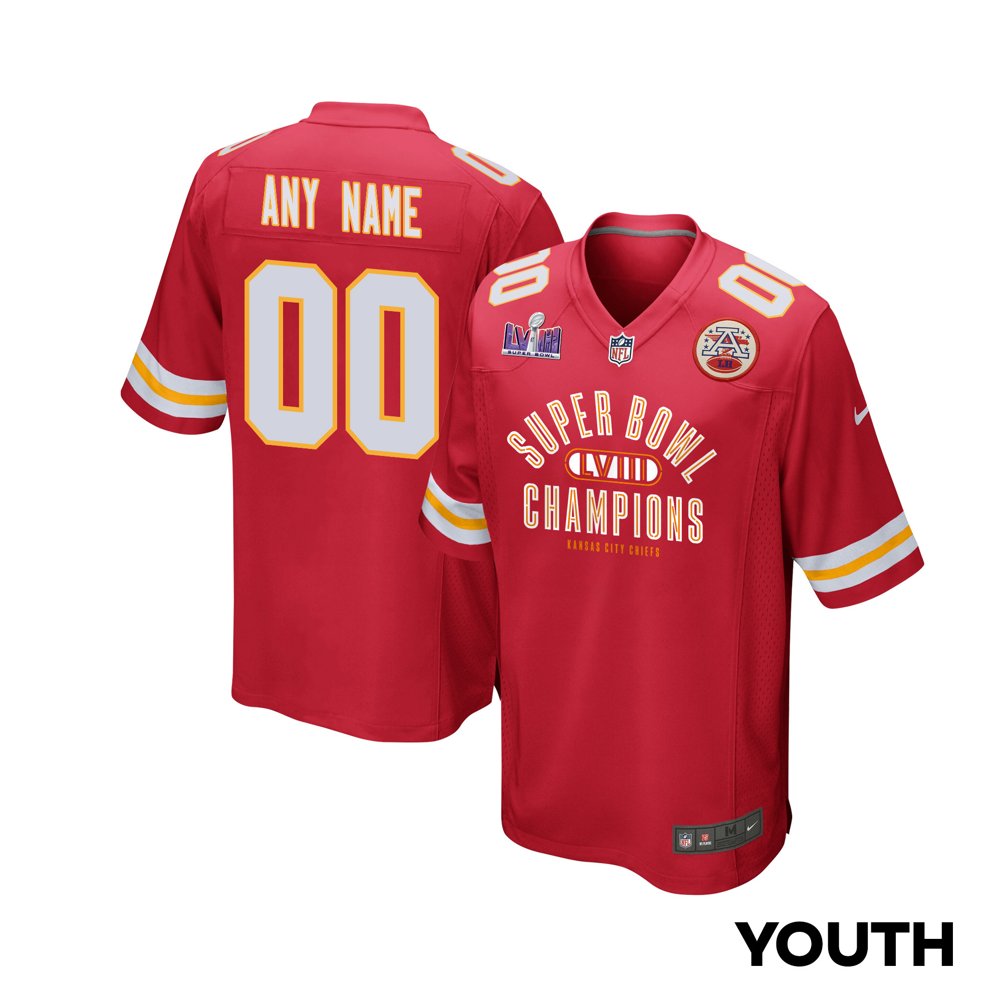 Kansas City Chiefs Super Bowl LVIII Champions Under The Lights Game YOUTH Jersey - Scarlet JS2523 nicesnker