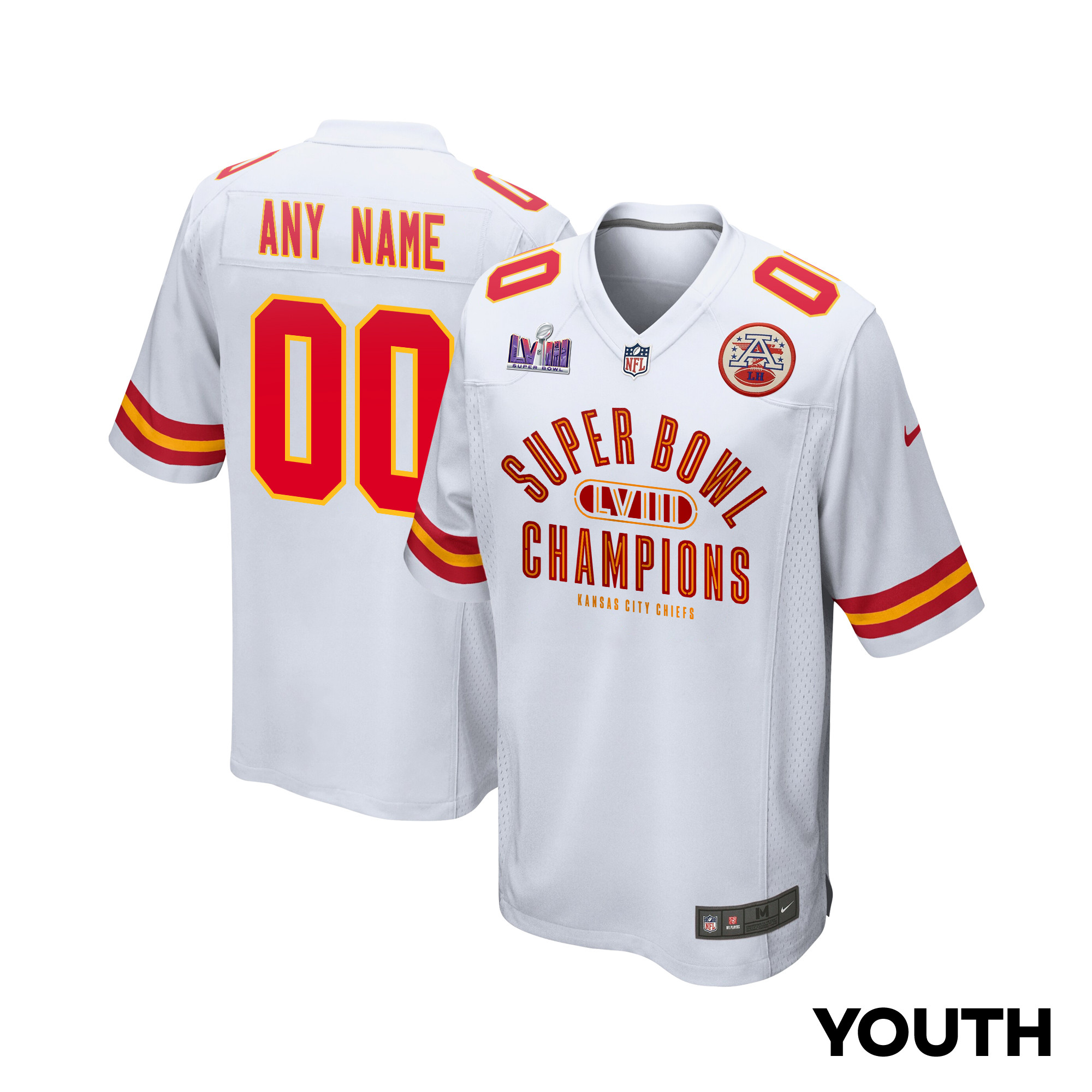Kansas City Chiefs Super Bowl LVIII Champions Under The Lights Game YOUTH Jersey - White JS4405 nicesnker