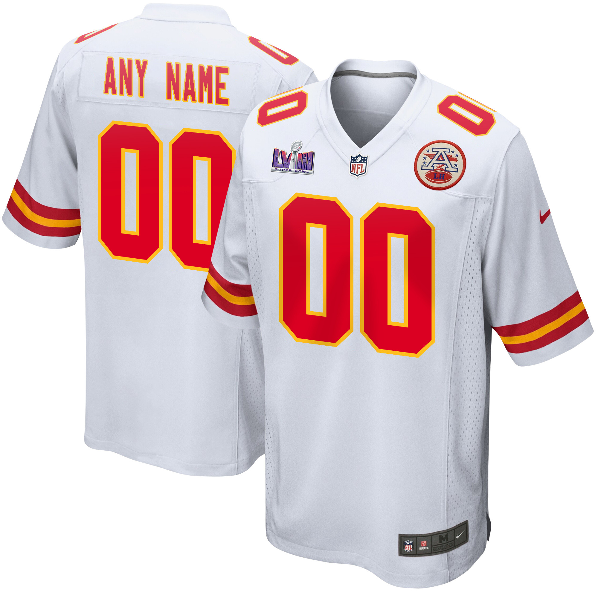 Kansas City Chiefs Super Bowl LVIII Patch Game Men Custom Jersey - White JS7254 nicesnker