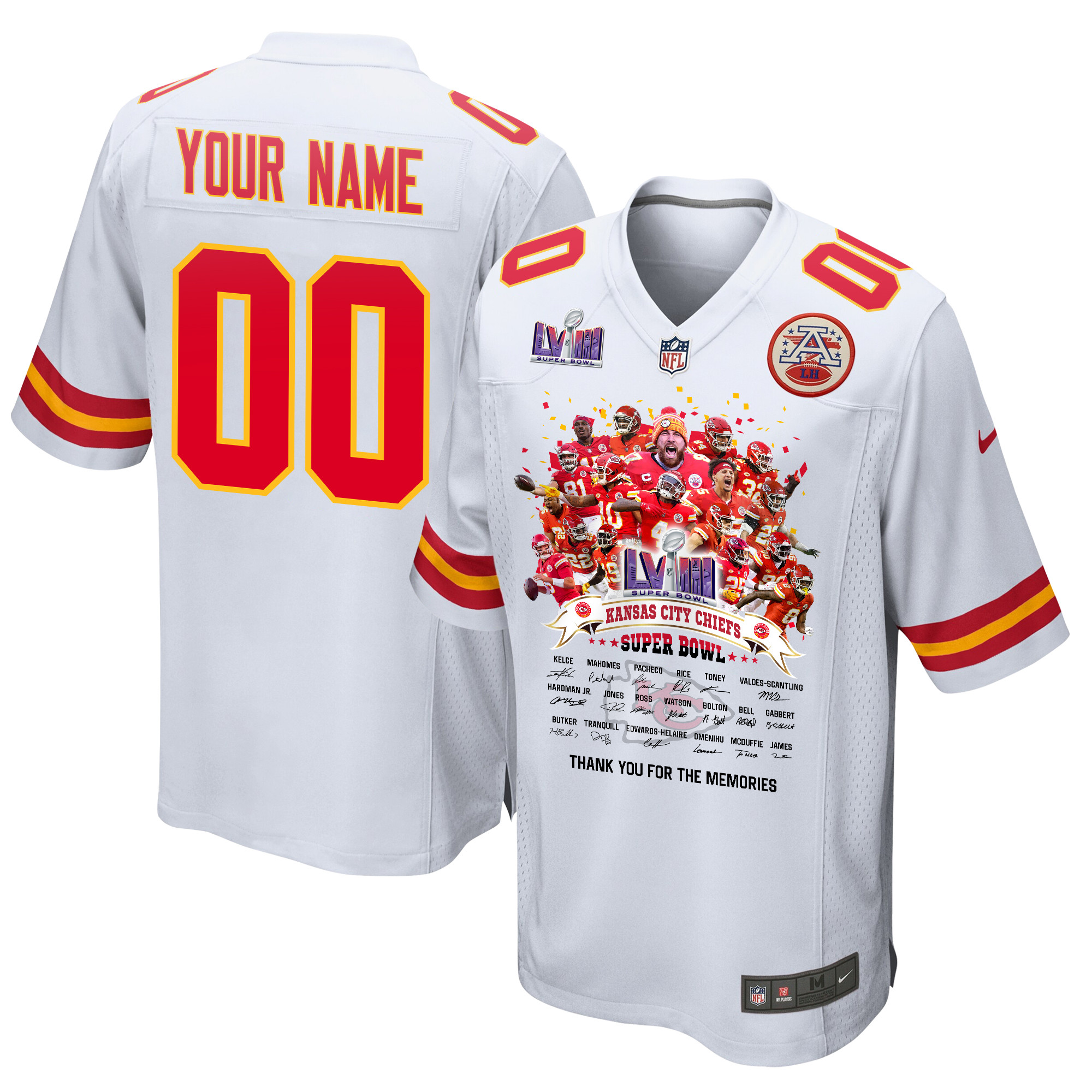 Kansas City Chiefs Super Bowl LVIII Thanks For Memories Game Custom Men Jersey - White JS3193 nicesnker