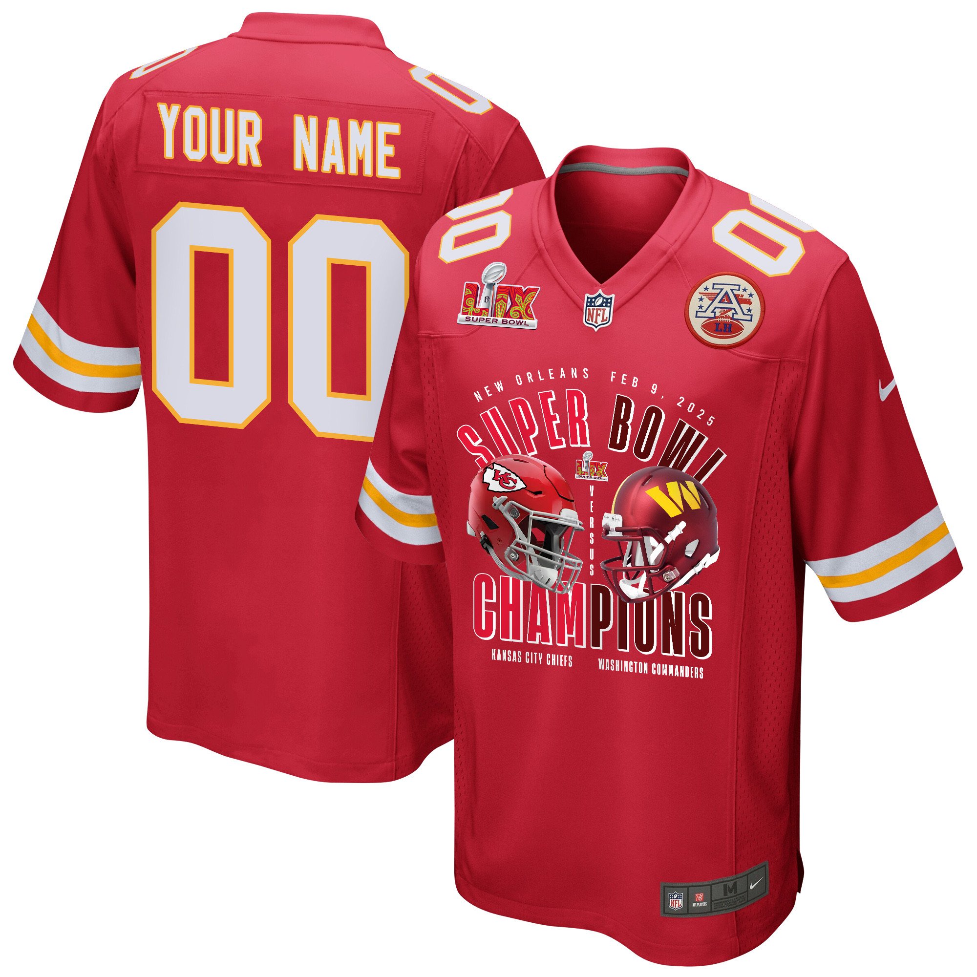 Kansas City Chiefs Vs. Washington Commanders Super Bowl LIX Game Men Custom Jersey - Red JS9355 nicesnker