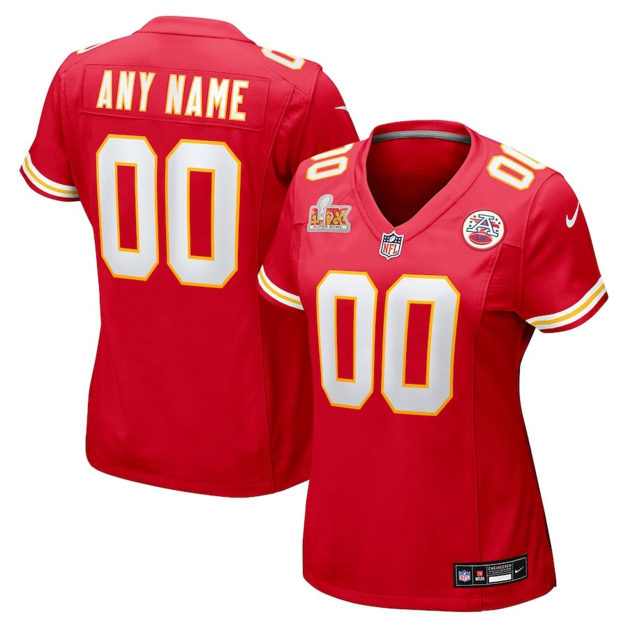 Kansas City Chiefs Women's Super Bowl LIX Custom Game Jersey - Red JS7147 nicesnker