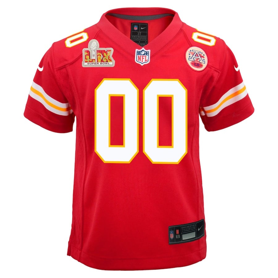 Alternative view of Kansas City Chiefs Youth Super Bowl LIX Custom Team Game Jersey - Red JS8596 nicesnker