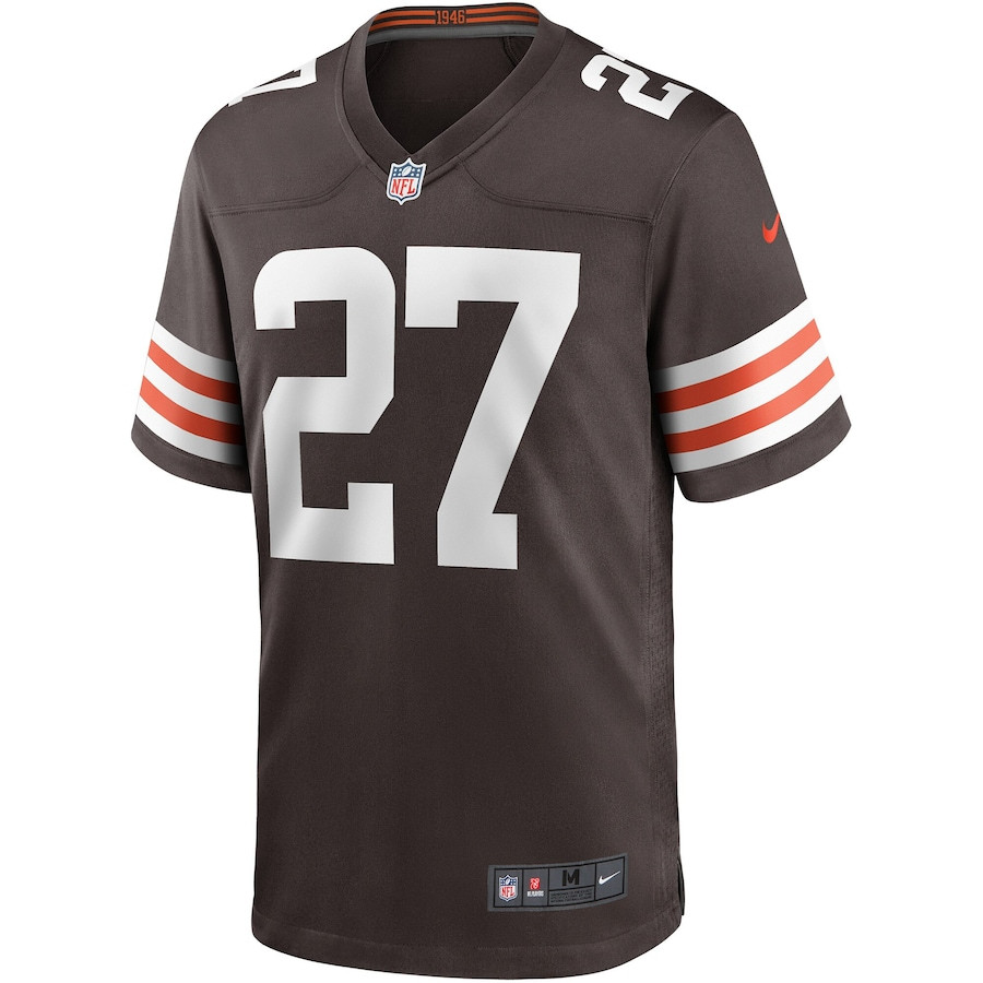 Alternative view of Kareem Hunt 27 Cleveland Browns Game Men Jersey - Brown JS6758 nicesnker