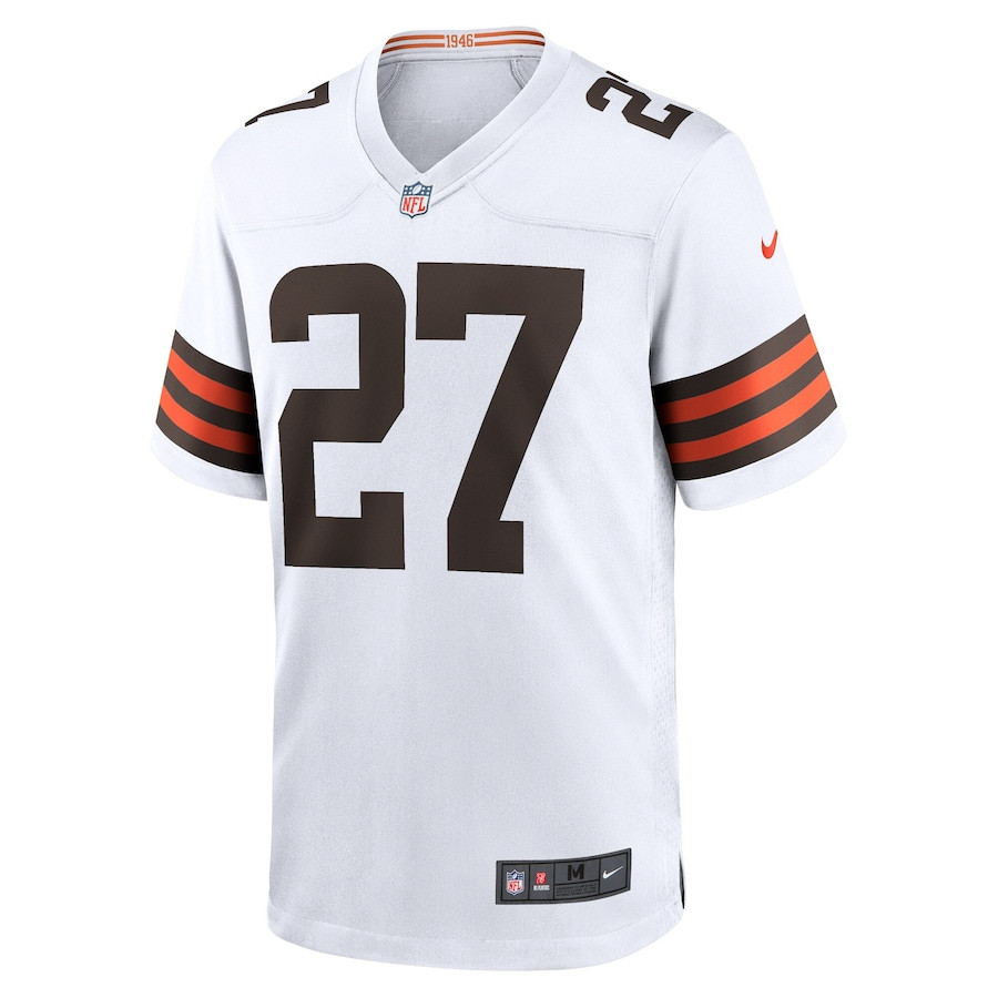 Alternative view of Kareem Hunt 27 Cleveland Browns Game Men Jersey - White JS4962 nicesnker