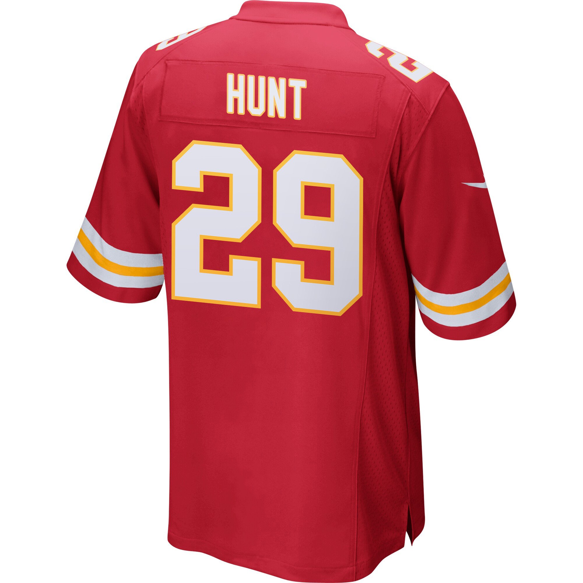 Alternative view of Kareem Hunt 29 Kansas City Chiefs Super Bowl LIX Champions Patch 'New Orleans - A Symphony of Sport' EMBROIDERED Game Men Jersey - Red JS4384 nicesnker