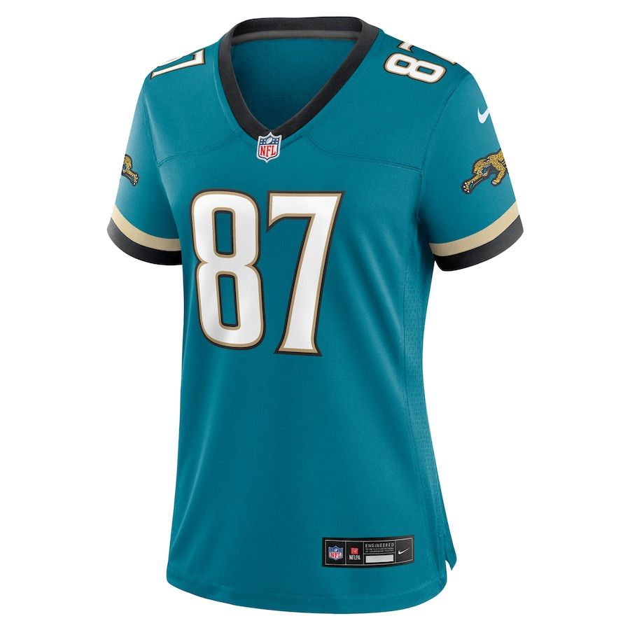 Alternative view of Keenan McCardell 87 Jacksonville Jaguars Women's Prowler Throwback Game Jersey - Teal JS8340 nicesnker
