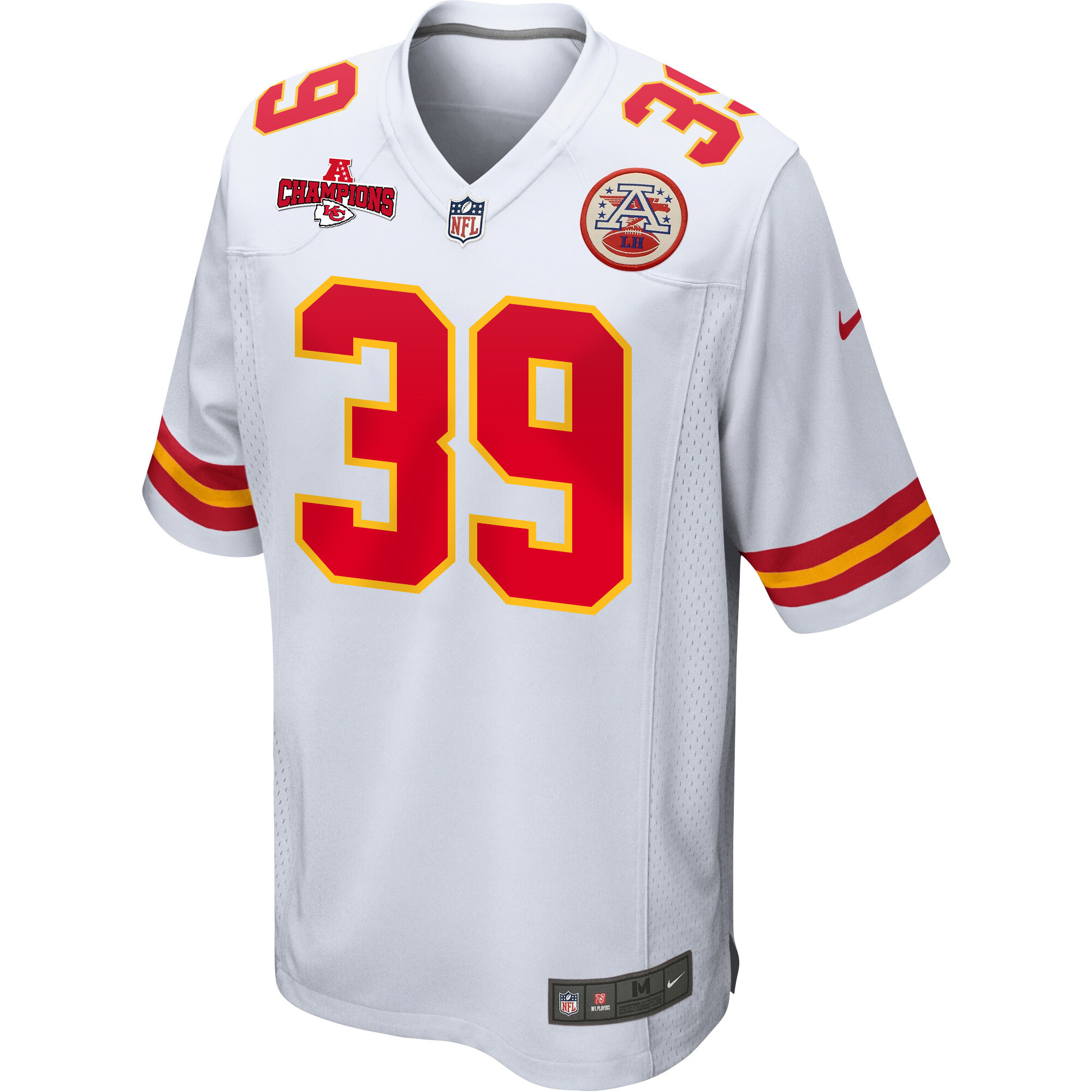 Alternative view of Keith Taylor 39 Kansas City Chiefs AFC Champions Patch Game Men Jersey - White JS8569 nicesnker