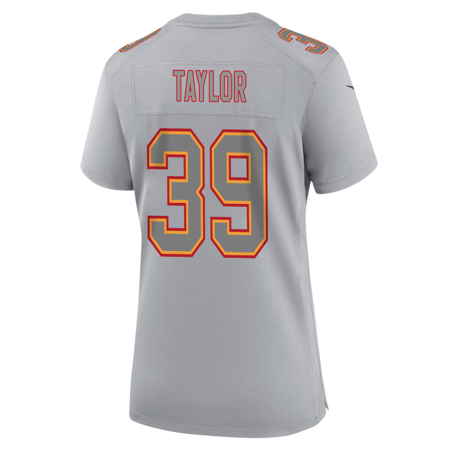 Alternative view of Keith Taylor 39 Kansas City Chiefs Super Bowl LVIII Champions 4X Atmosphere Fashion Game Women Jersey - Gray JS7083 nicesnker