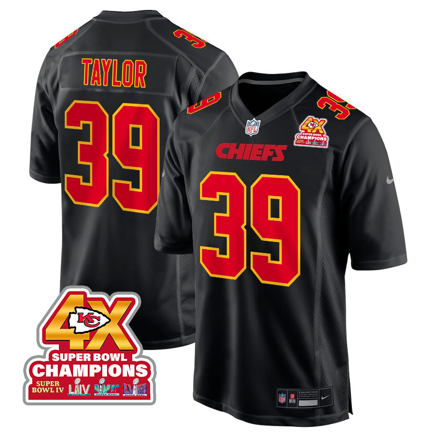 Keith Taylor 39 Kansas City Chiefs Super Bowl LVIII Champions 4X Fashion Game Men Jersey - Carbon Black JS9850 nicesnker
