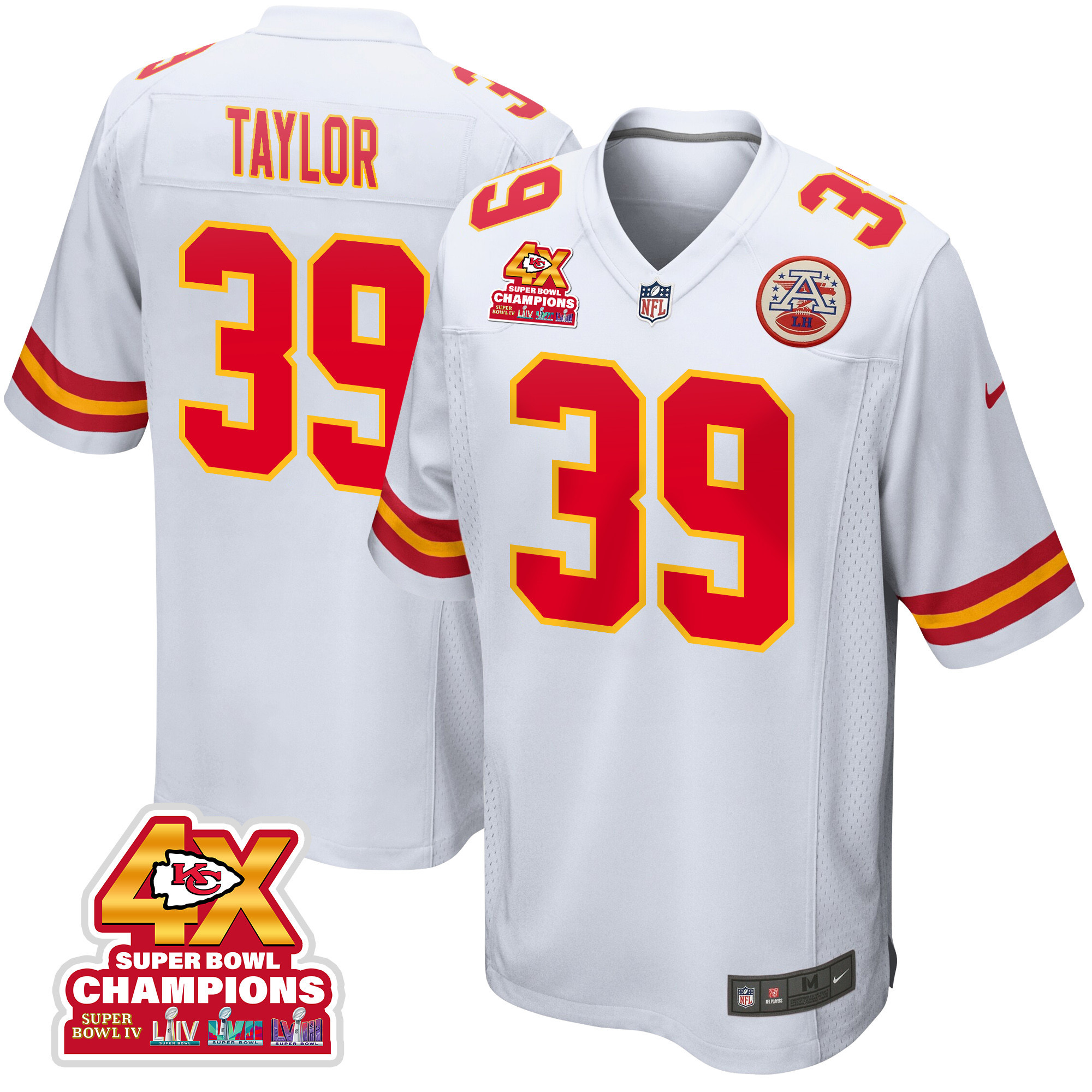 Keith Taylor 39 Kansas City Chiefs Super Bowl LVIII Champions 4X Game Men Jersey - White JS3967 nicesnker