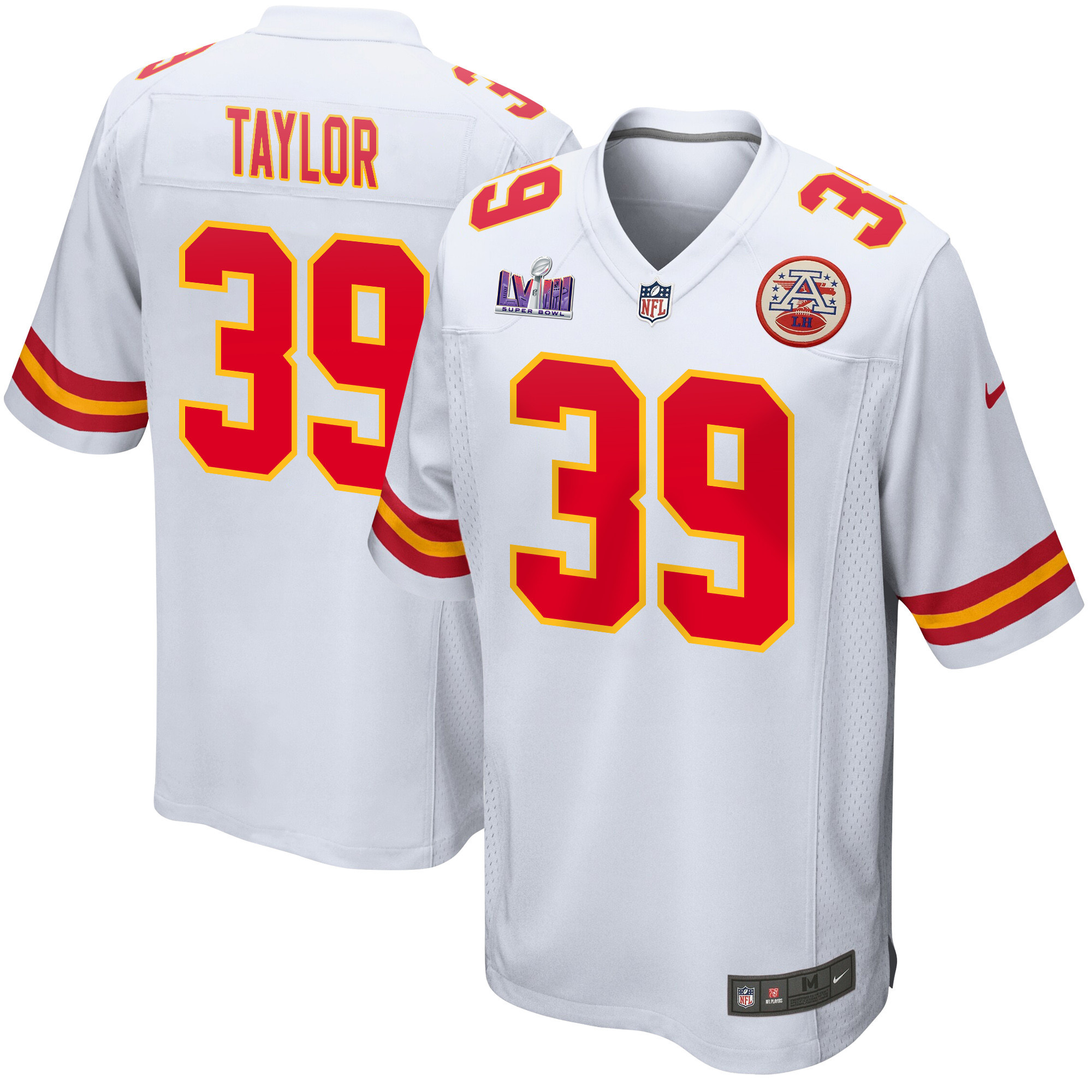 Keith Taylor 39 Kansas City Chiefs Super Bowl LVIII Patch Game Men Jersey - White JS7082 nicesnker