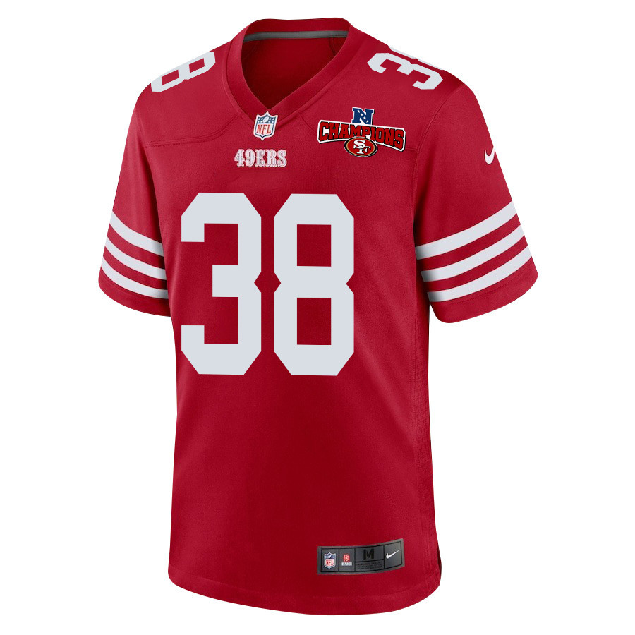 Alternative view of Kemon Hall 38 San Francisco 49ers NFC Champions Patch Game Men Jersey - Scarlet JS5879 nicesnker