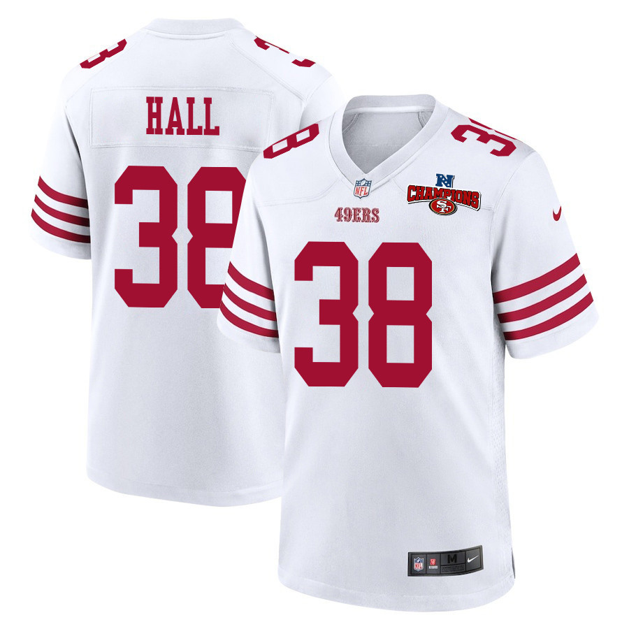 Kemon Hall 38 San Francisco 49ers NFC Champions Patch Game Men Jersey - White JS2263 nicesnker