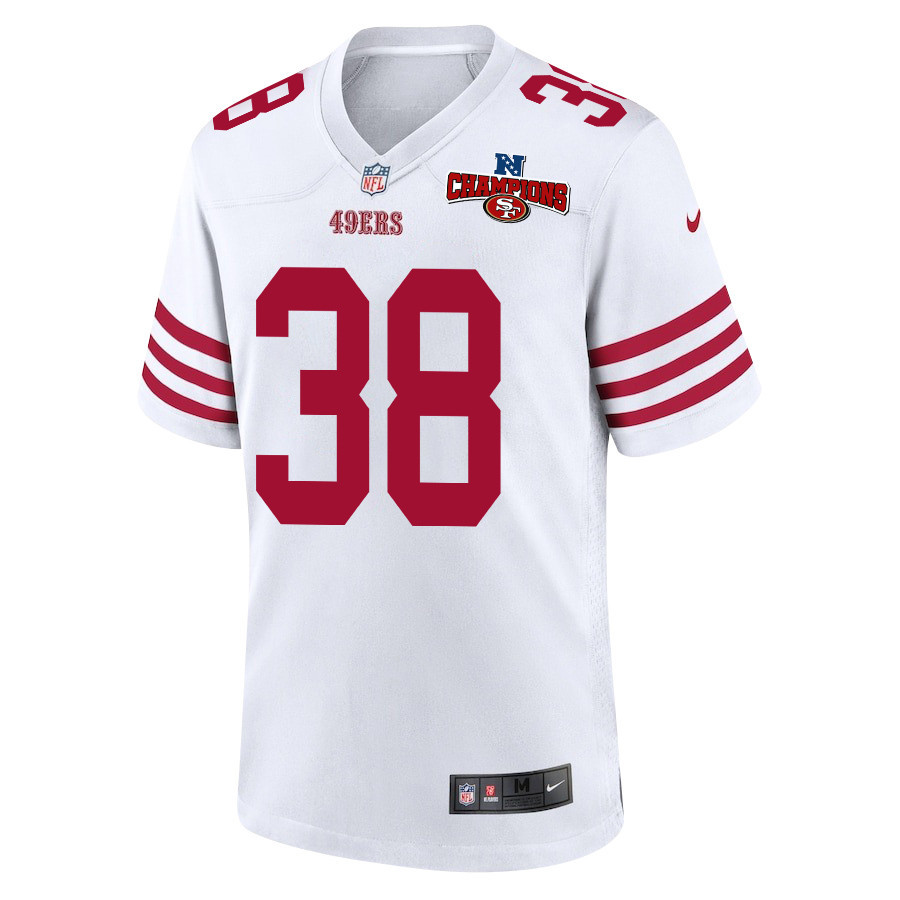 Alternative view of Kemon Hall 38 San Francisco 49ers NFC Champions Patch Game Men Jersey - White JS2263 nicesnker