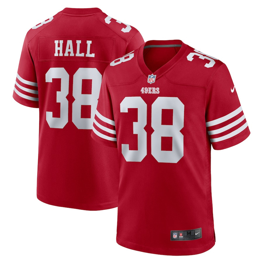 Kemon Hall 38 San Francisco 49ers Team Game Men Jersey - Scarlet JS5695 nicesnker