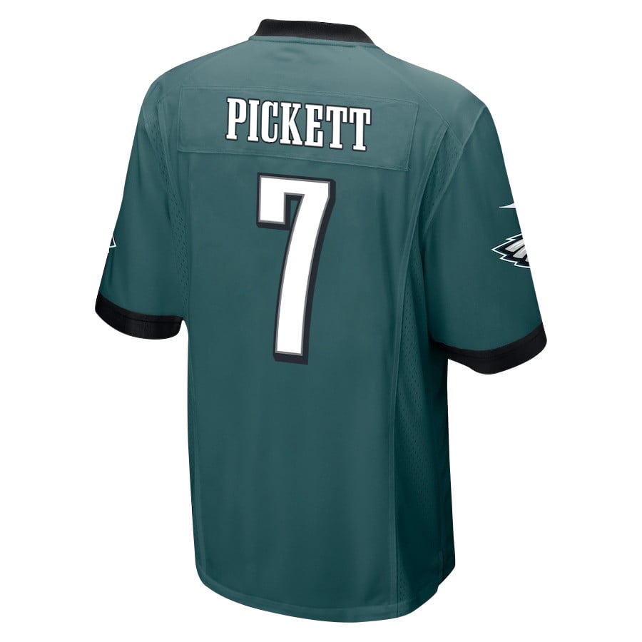 Alternative view of Kenny Pickett 7 Philadelphia Eagles Super Bowl LIX Champions Patch 'New Orleans - The Ultimate Showdown' EMBROIDERED Game Men Jersey - Midnight Green JS8422 nicesnker