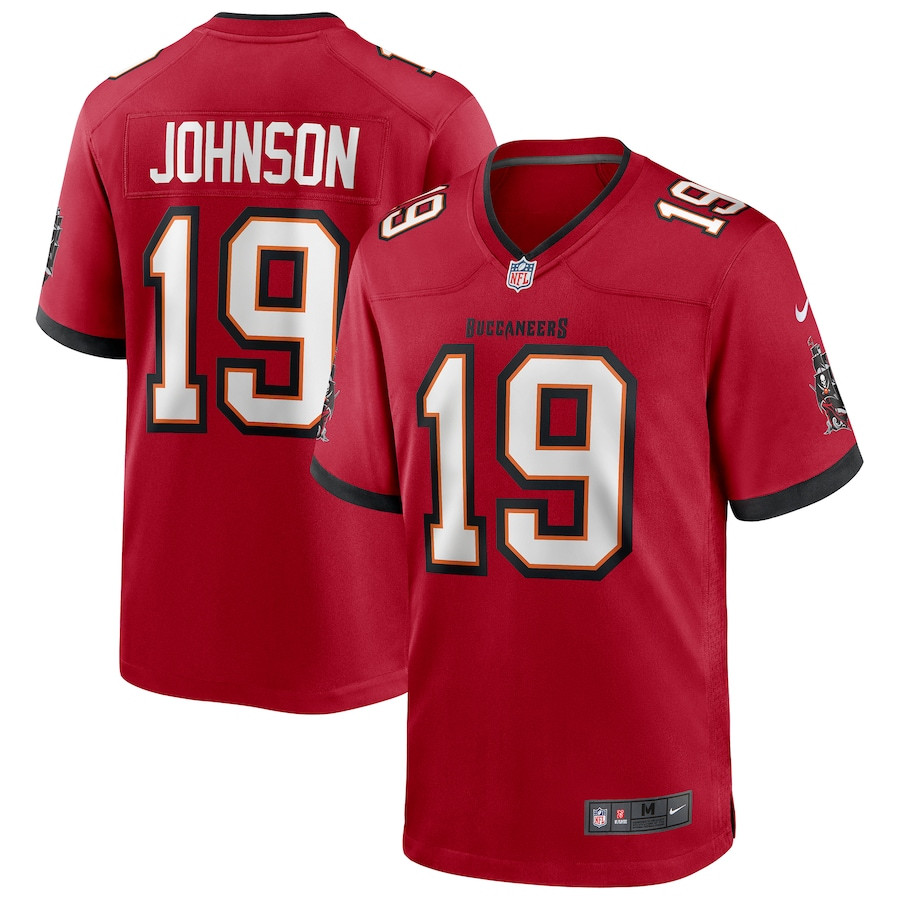 Keyshawn Johnson 19 Tampa Bay Buccaneers Men Game Retired Jersey - Red JS2996 nicesnker