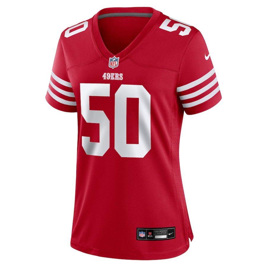Alternative view of Khalil Davis 50 San Francisco 49ers Women's Game Jersey - Scarlet JS5197 nicesnker