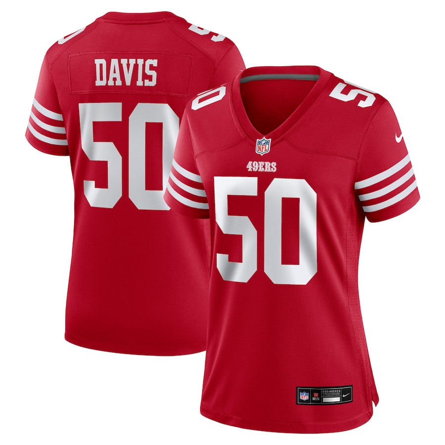 Khalil Davis 50 San Francisco 49ers Women's Game Jersey - Scarlet JS5197 nicesnker