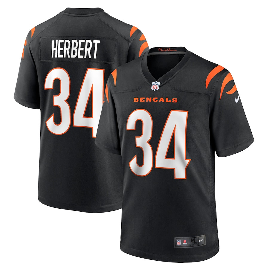 Khalil Herbert 34 Cincinnati Bengals Game Men Jersey - Black JS6866 nicesnker