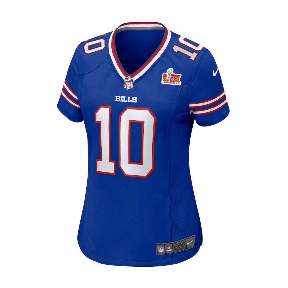 Alternative view of Khalil Shakir #10 Buffalo Bills Super Bowl LIX Women's Jersey - Royal JS6818 nicesnker